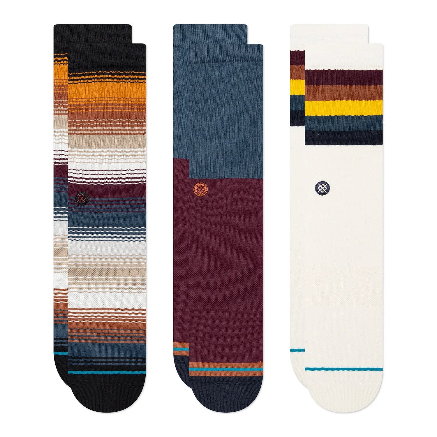 Men's Navy Blue Crew Socks 3-Pack - Comfortable Cotton Casual Socks for Work, Sports & Everyday Wear