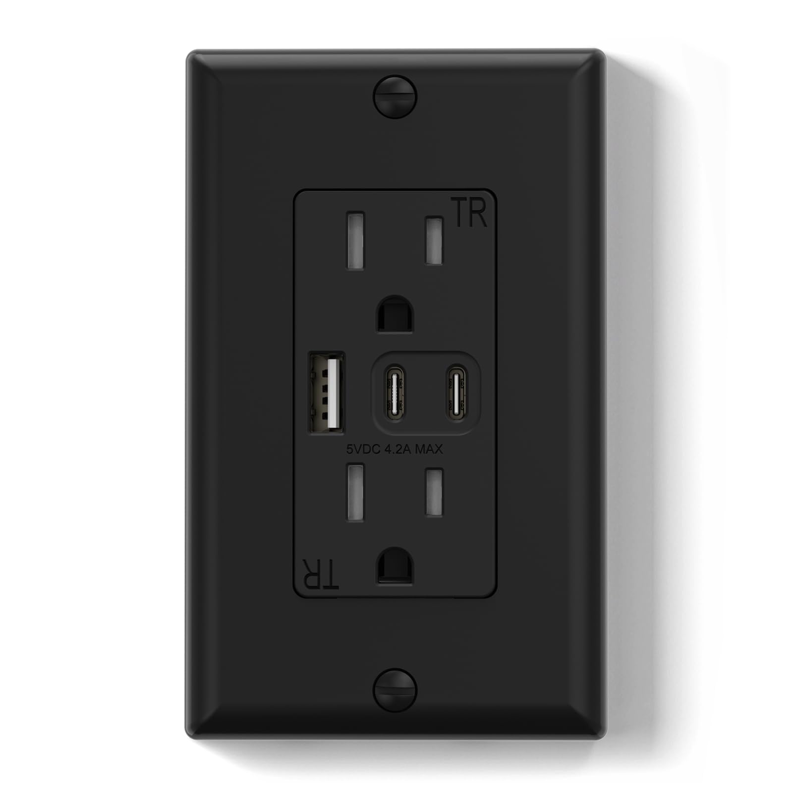 ELEGRP 15A USB Outlet with 3 Ports & Dual USB-C - TR Tamper-Resistant - UL Listed - for Home & Office