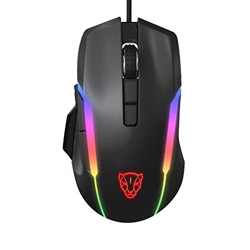 RGB Gaming Mouse Wired - 8 Programmable Buttons, 12000 DPI Adjustable Optical Sensor, Chroma RGB Backlit, Ergonomic Design with Comfortable Grip - Perfect for PC Gaming, Esports, and Office Work (Black)