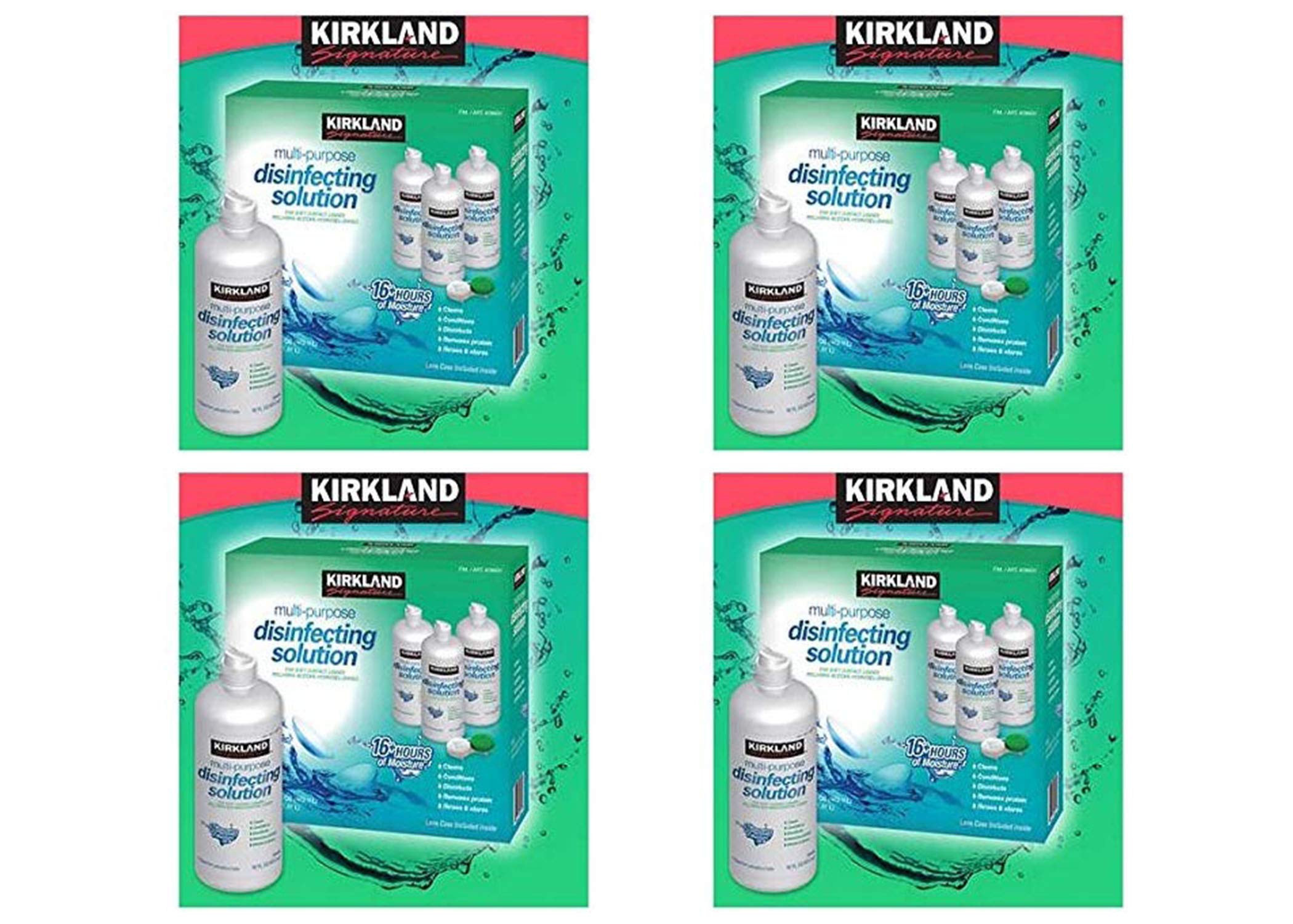 Kirkland Signature Sterile Saline Solution for Soft Contact Lenses - 16 oz Bottles (Pack of 4) - Multi-Purpose Cleaning, Rinsing & Storage Solution for Daily Contact Lens Care