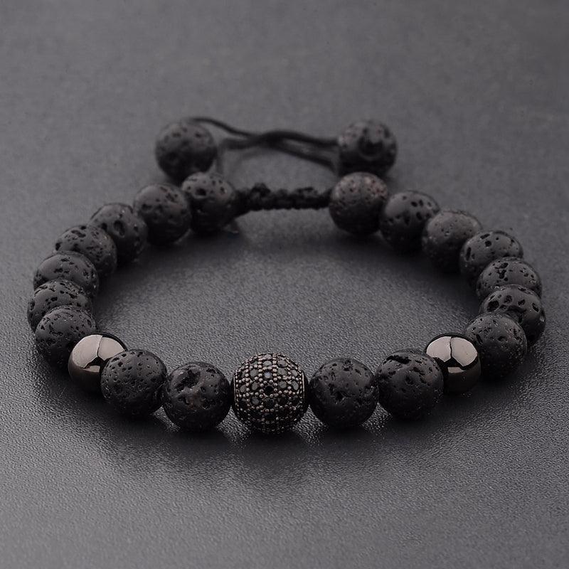 CZ Zircon Pave Lava Stone Beaded Bracelet for Men - Stylish Handmade Beaded Jewelry for Casual Wear & Gifts