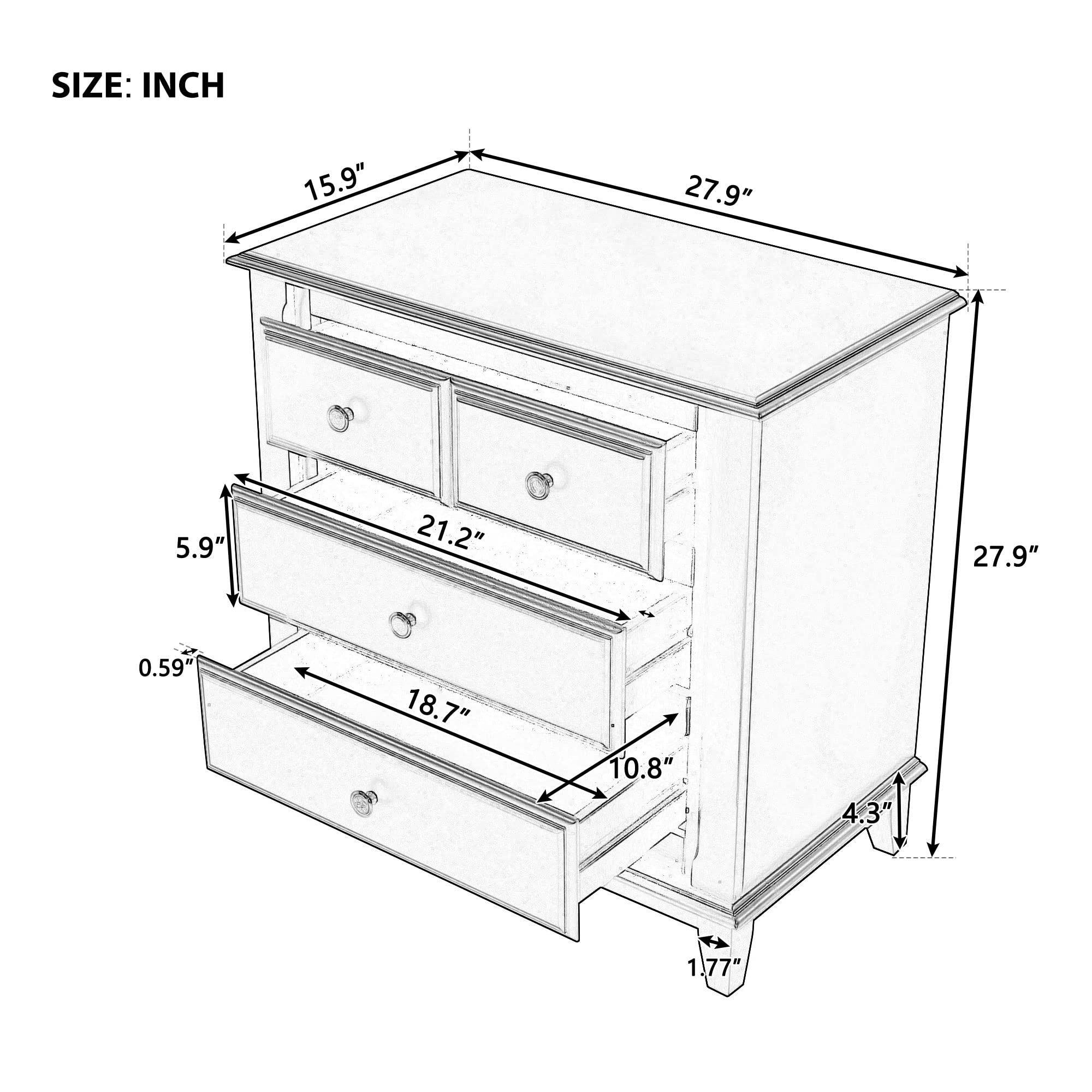 Mid Century Modern Nightstand - Wooden Bedside Table with Drawer & Shelf, White - Stylish End Table for Bedroom Storage & Living Room Decor