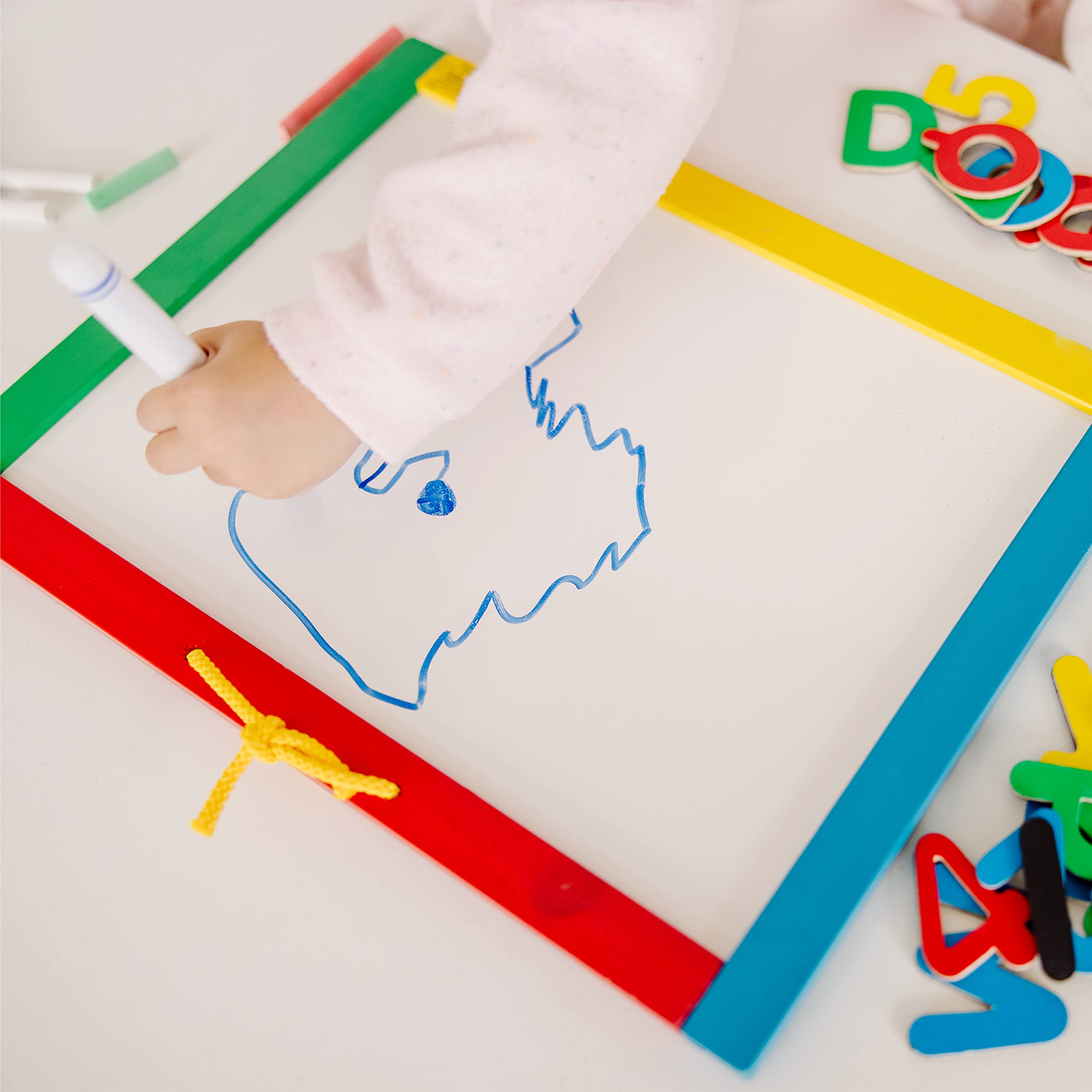 Melissa & Doug Magnetic Chalkboard & Dry-Erase Board Set - 36 Alphabet & Number Magnets, Chalk, Eraser & Marker - Educational Learning Toy for Kids - Perfect for Homeschool, Classroom & Playroom Activities