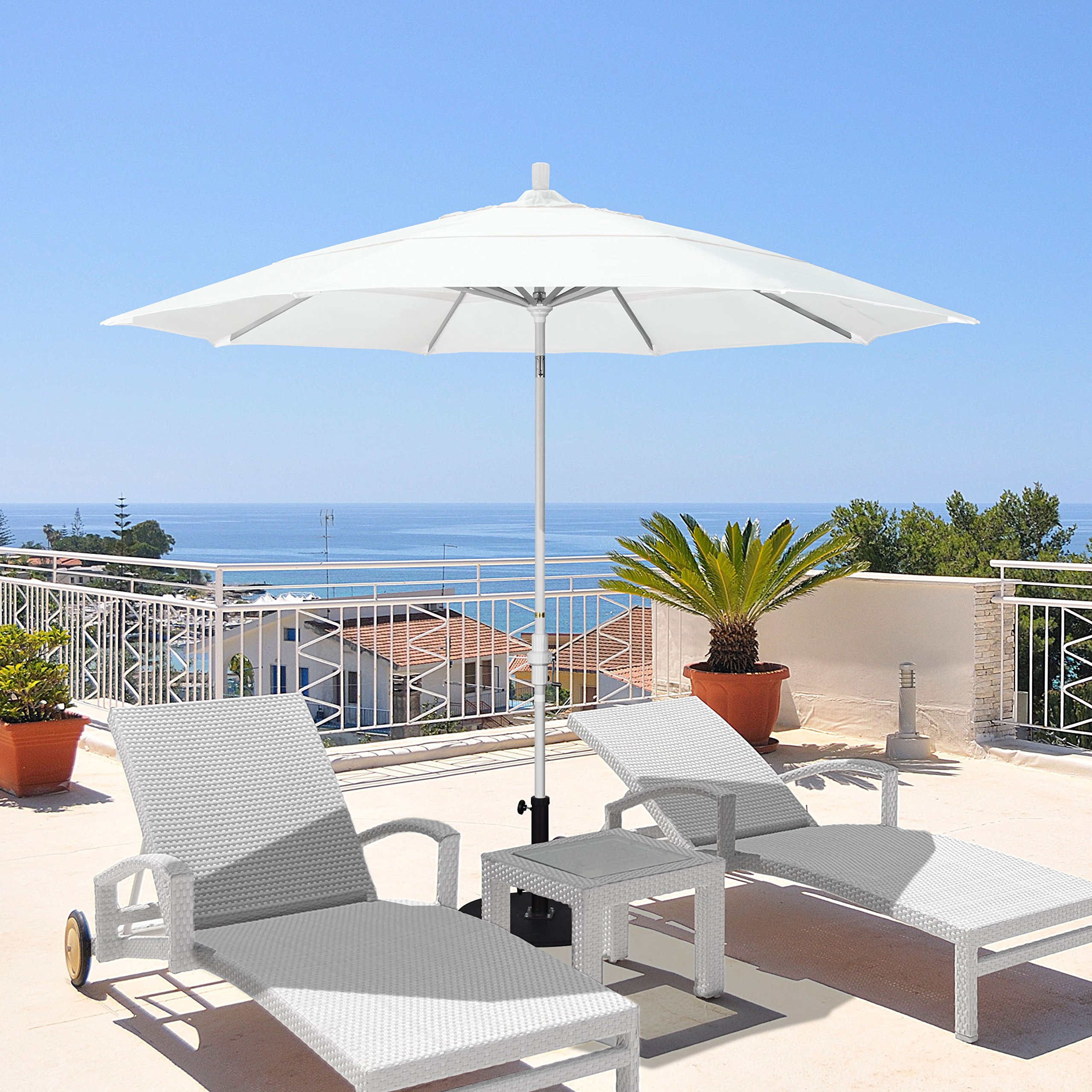 11' Round Aluminum Market Umbrella with Crank & Tilt - Bronze Pole for Patio & Outdoor Dining