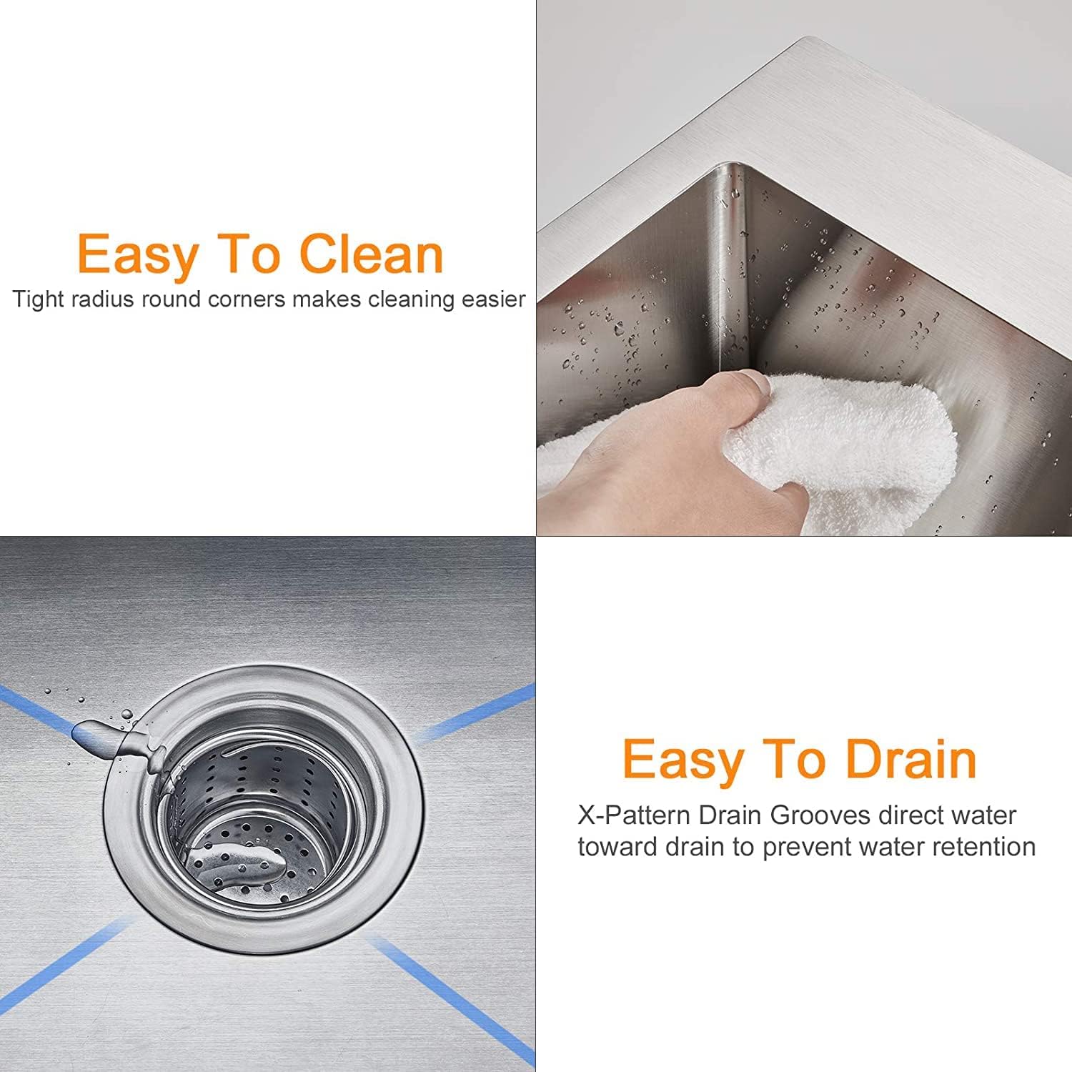 MESIDA 15 Inch Single Bowl Undermount Stainless Steel Kitchen Sink - SUS304 Grade, 15