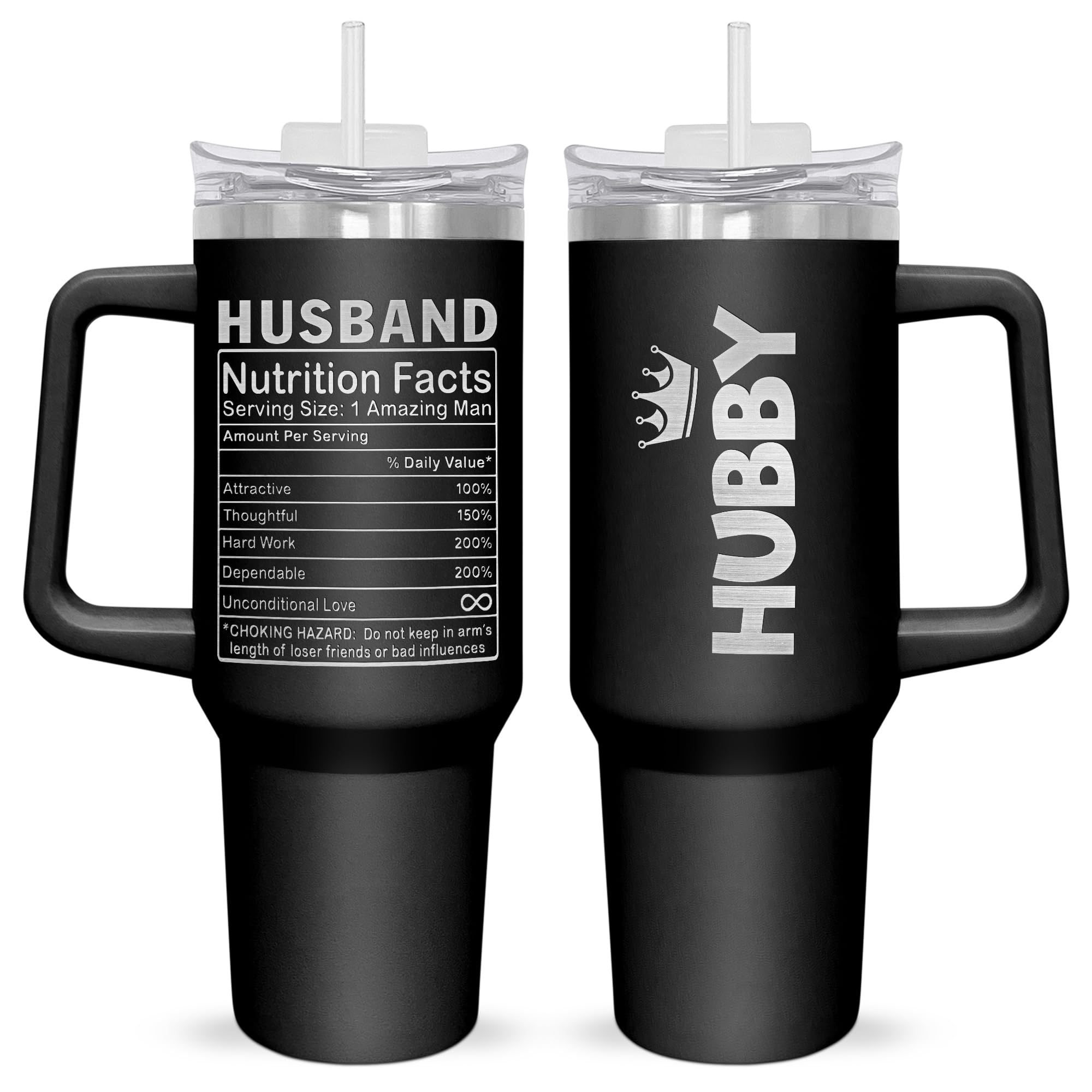 AXIARA 40oz Insulated Tumbler with Handle and Straw - Perfect Valentine's Day, Christmas, Father's Day, Birthday & Anniversary Gift for Husband, Dad, Men - Keeps Drinks Hot/Cold for Hours - Great for Office, Travel, Camping & Outdoor Activities