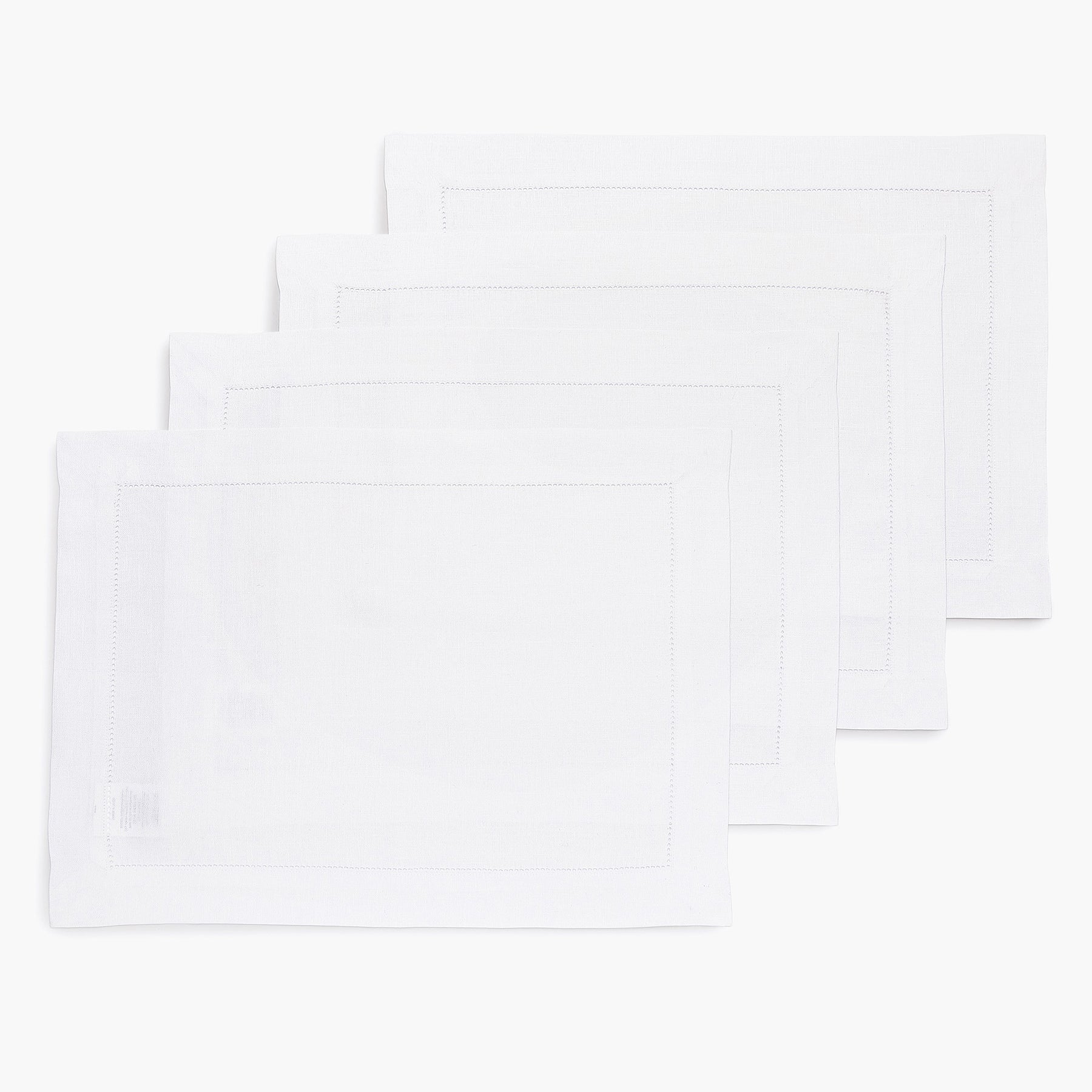 Elegant Classic Hemstitch Placemats Set of 4 - Premium Linen Table Mats for Dining Room Decor - Perfect for Thanksgiving, Christmas Dinner & Formal Entertaining