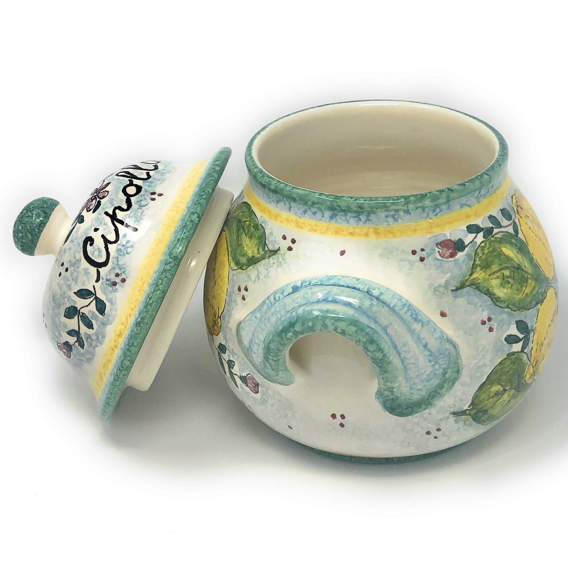 Hand-Painted Italian Ceramic Onion Jar Holder - Tuscan Art Pottery by CERAMICHE D'ARTE PARRINI | Made in Italy | Perfect for Kitchen Decor, Rustic Home Accents & Gift Giving