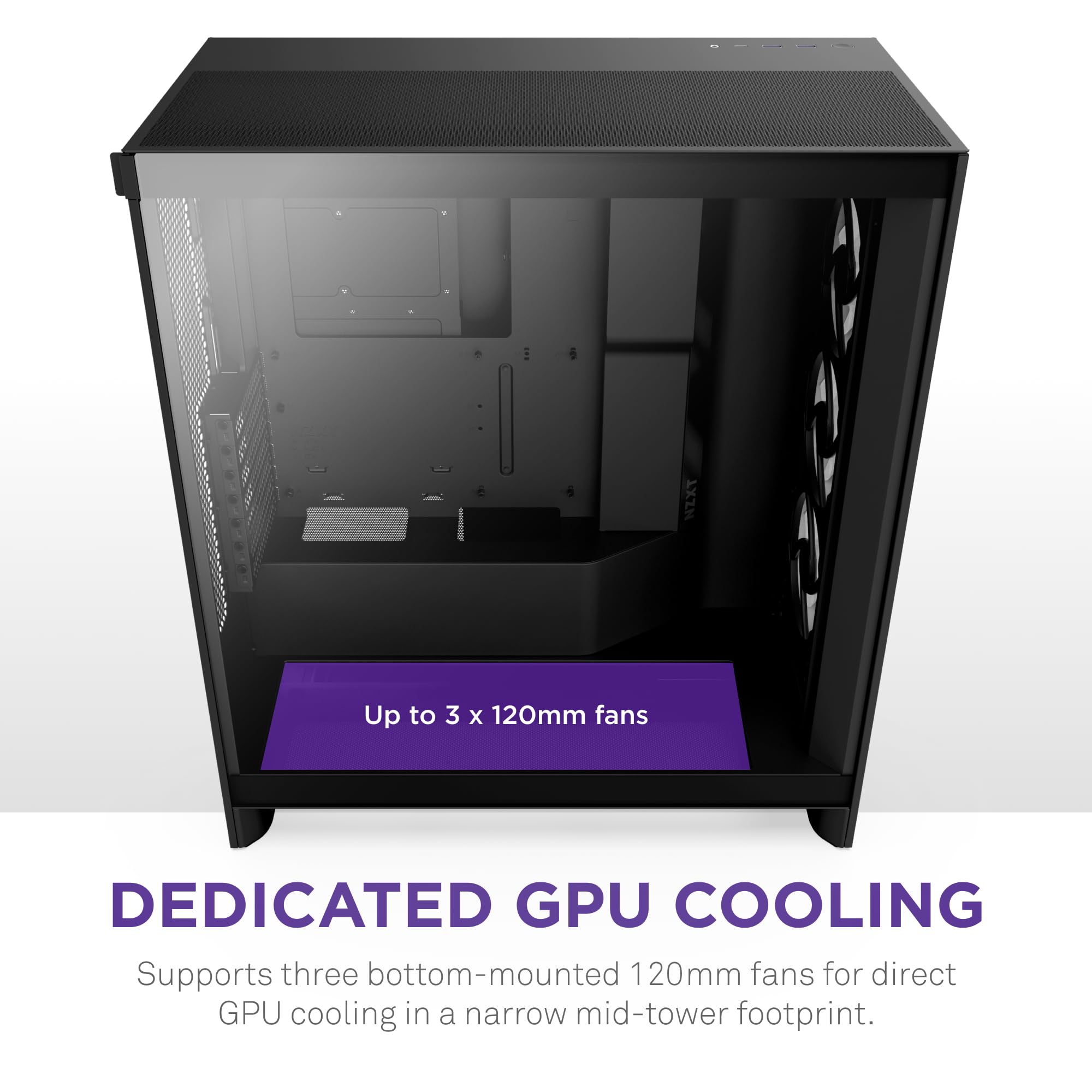 NZXT H7 Flow RGB Mid-Tower ATX PC Case - High Airflow Gaming Case with 360mm RGB Fan, Bottom Fan Support for GPU Cooling, Premium Cable Management (Black) | Perfect for Gaming Rigs, Streaming PCs & High-Performance Builds