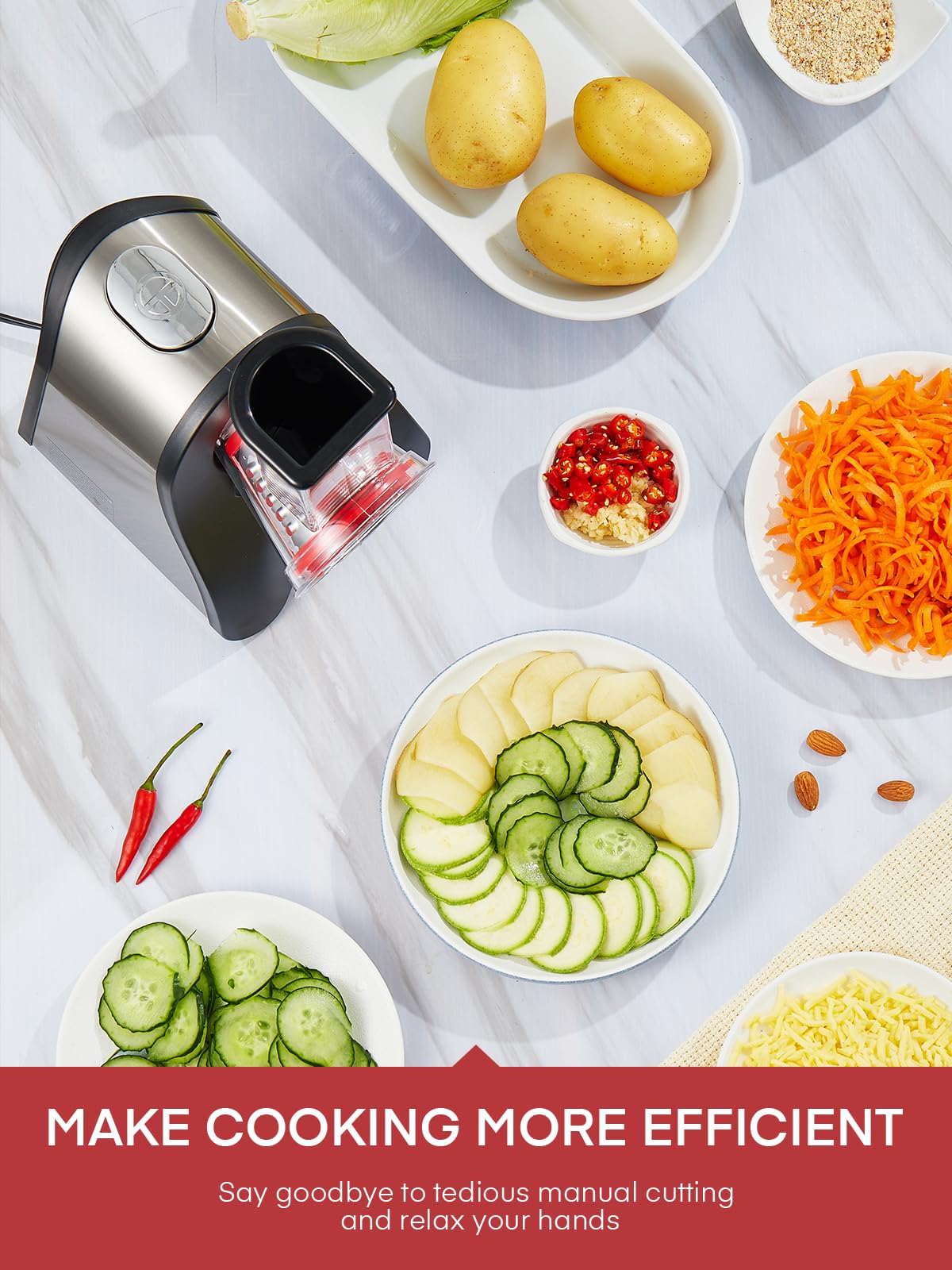 150W Electric Cheese Grater & Shredder - One-Touch Control Kitchen Appliance for Cheese, Cucumber, Carrot - Perfect for Pizza Topping, Salad Prep & Meal Prepping