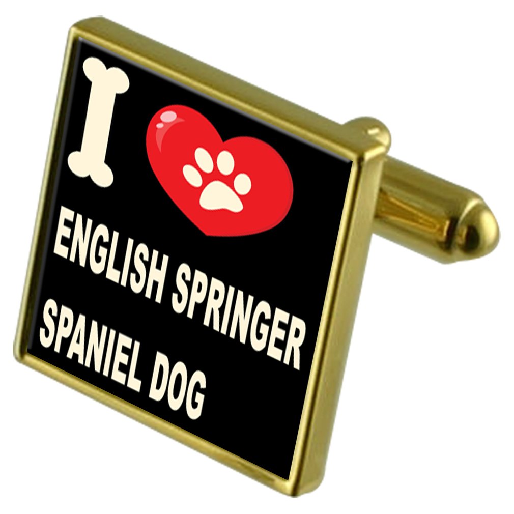 Gold-Tone English Springer Spaniel Dog Cufflinks for Men - Perfect for Weddings, Business Meetings & Formal Events