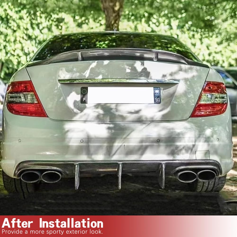 Carbon Fiber Rear Diffuser for Mercedes Benz C63 AMG W204 Sedan (2008-2011) | Rear Bumper Lip Valance Splitter Spoiler with Vent Fin | Enhances Aerodynamics & Sporty Look for Street Racing & Car Shows