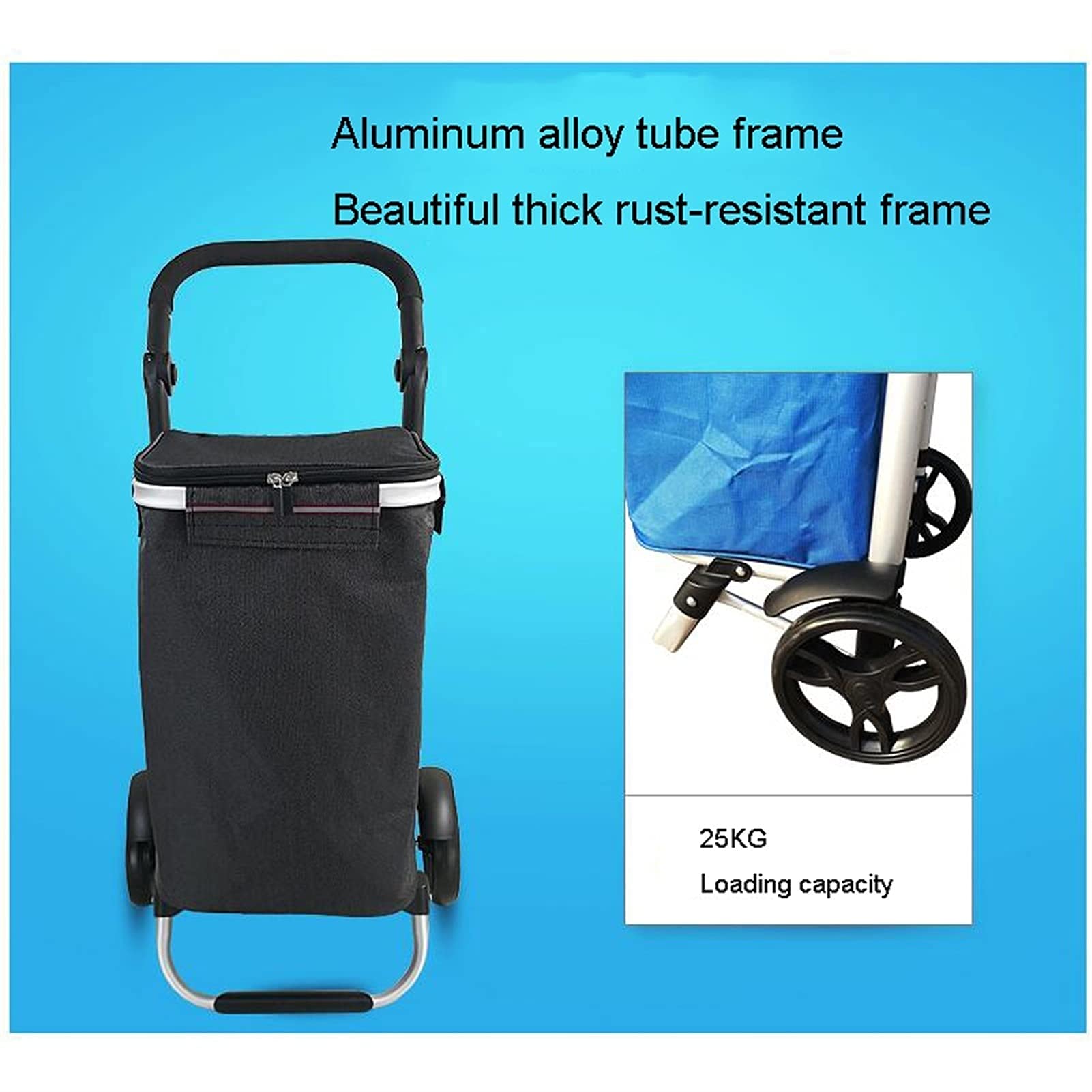 Foldable Collapsible Wagon Cart with 45L Fabric Bag & All-Terrain Wheels - Heavy Duty Utility Grocery Shopping Cart, Stair Climbing Laundry Cart for Supermarket, Beach, Picnic & Outdoor Activities (Graffiti Design)