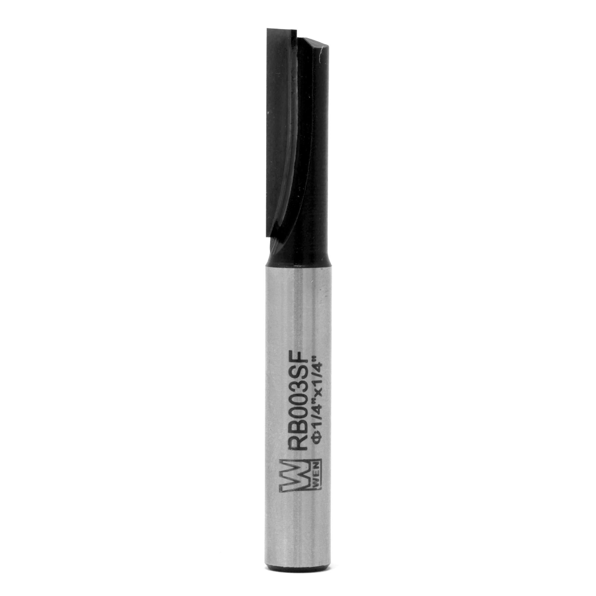WEN RB003SF 1/4 Inch Straight 1 Flute Carbide Tipped Router Bit with 1/4 Inch Shank - Perfect for Woodworking, DIY Projects, and Precision Edge Trimming