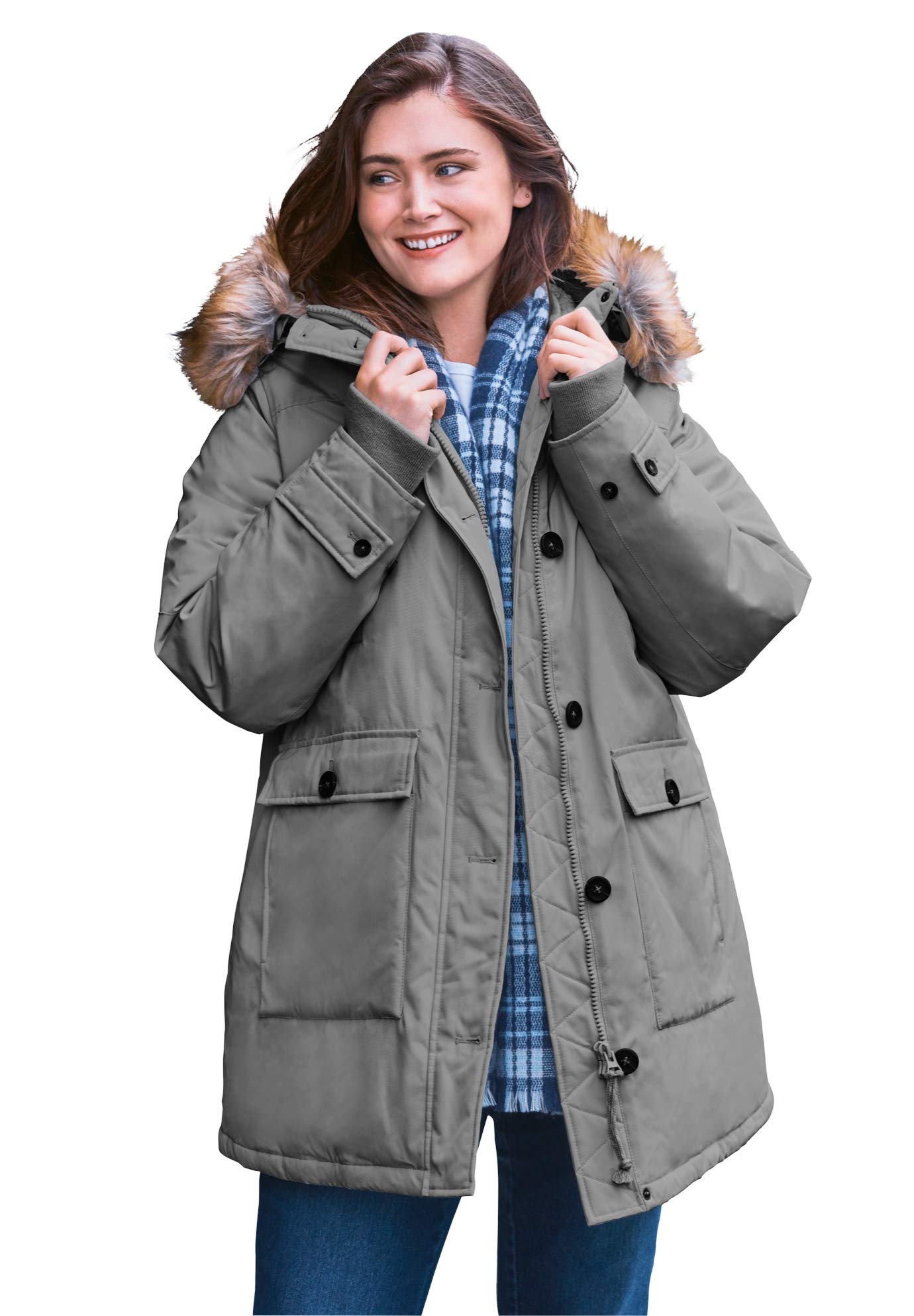 Woman Within Plus Size Arctic Parka Jacket with Hood - 34