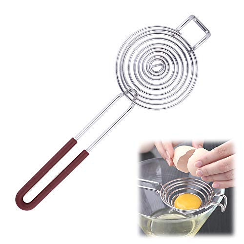 Stainless Steel Egg Separator with Long Handle - YamaziHD Egg White and Yolk Strainer Divider for Cooking & Baking - Perfect for Chefs, Bakers, and Home Kitchen Use