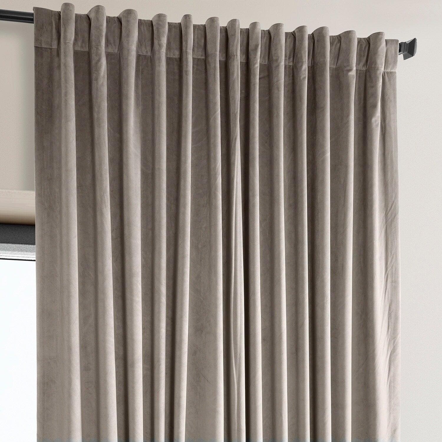 Premium Blackout Curtains - Extra Wide Plush Velvet Hotel Style in Library Taupe for Bedroom & Living Room - Noise Reducing & Light Blocking Window Treatments for Home Decor