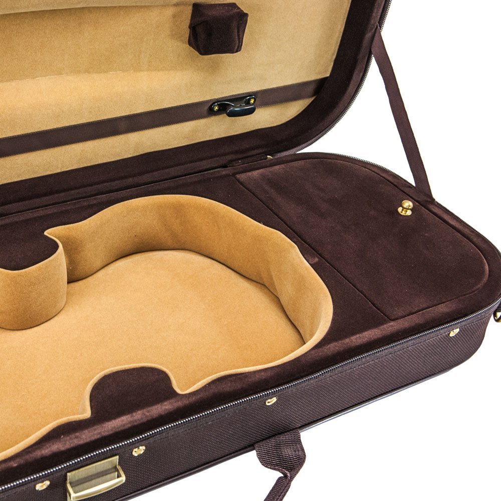SKY 4/4 Full Size Violin Case - Lightweight Oblong Design with Built-in Hygrometer, Brown/Coffee Khaki Color - Perfect for Professional Musicians & Music Students