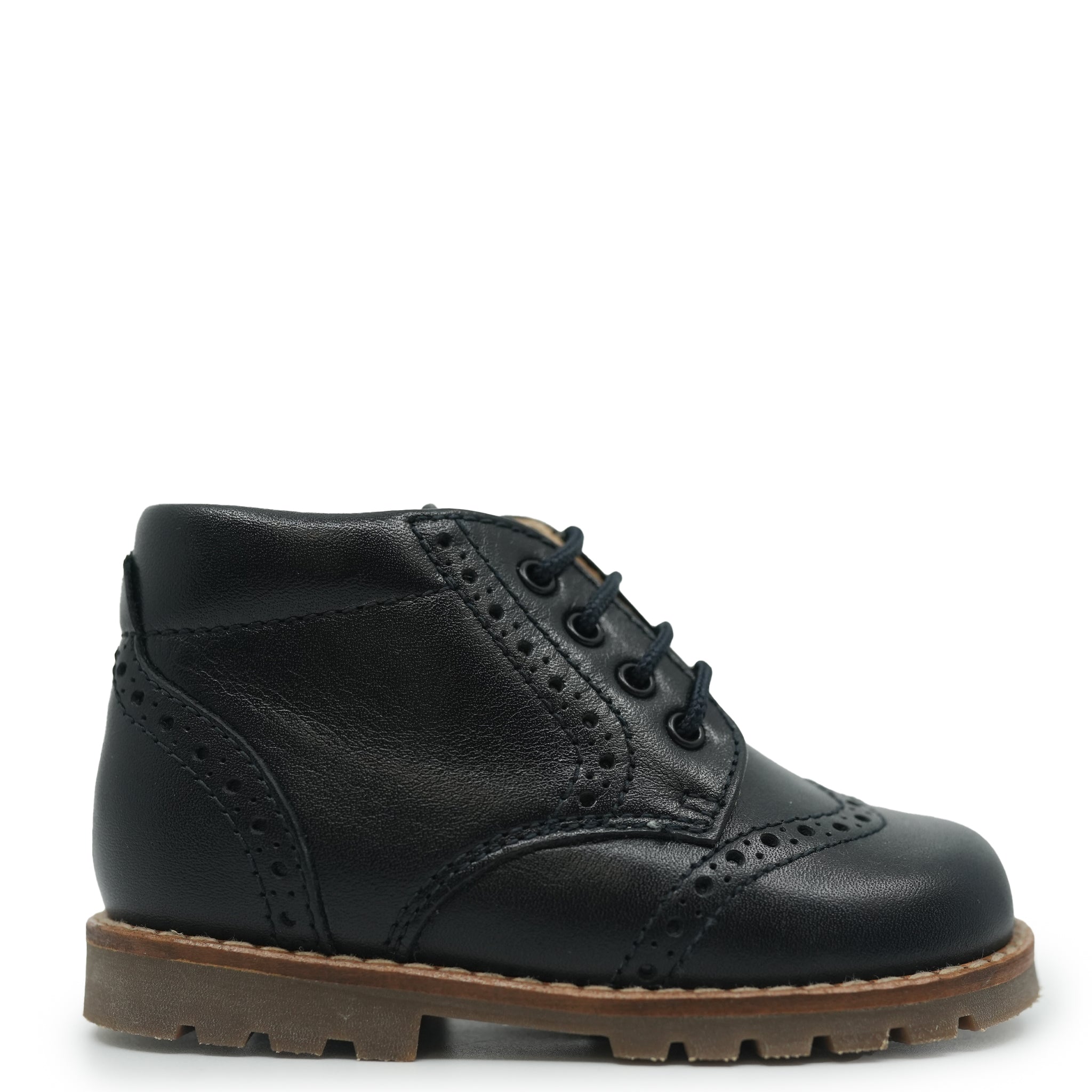 Beberlis Navy Blue Wingtip Chunky Boots for Women - Stylish & Comfortable Chunky Heel Booties for Fall & Winter Fashion, Office Wear & Casual Outfits
