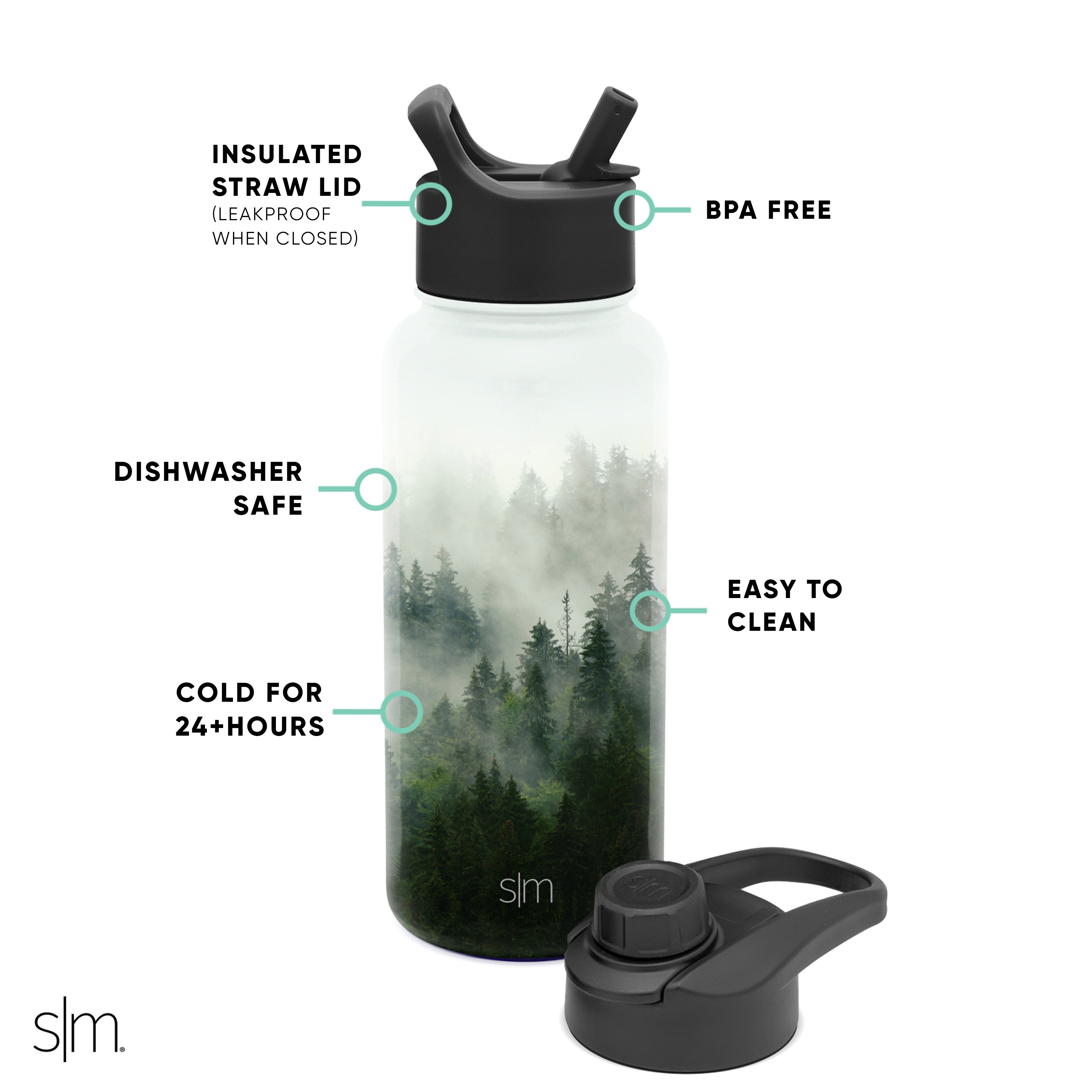 Summit Insulated Water Bottle with Straw & Chug Lid - 32oz Leakproof Stainless Steel Vacuum Flask for Gym, Hiking & Outdoor Activities