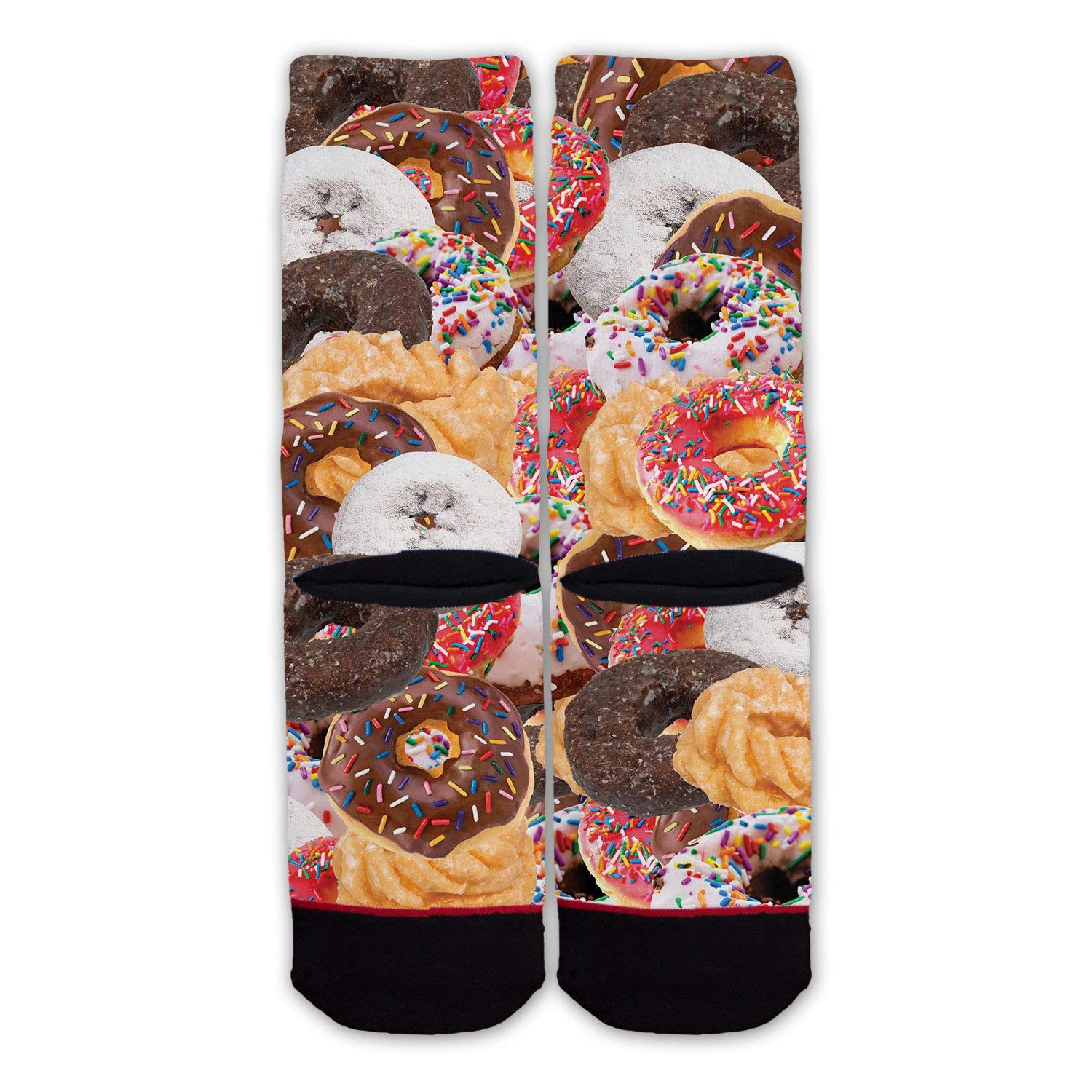 Trendy Donut Print Fashion Socks - Cute & Comfortable Cotton Crew Socks for Women & Teens - Perfect for Casual Wear, Gifts, and Kawaii Outfits