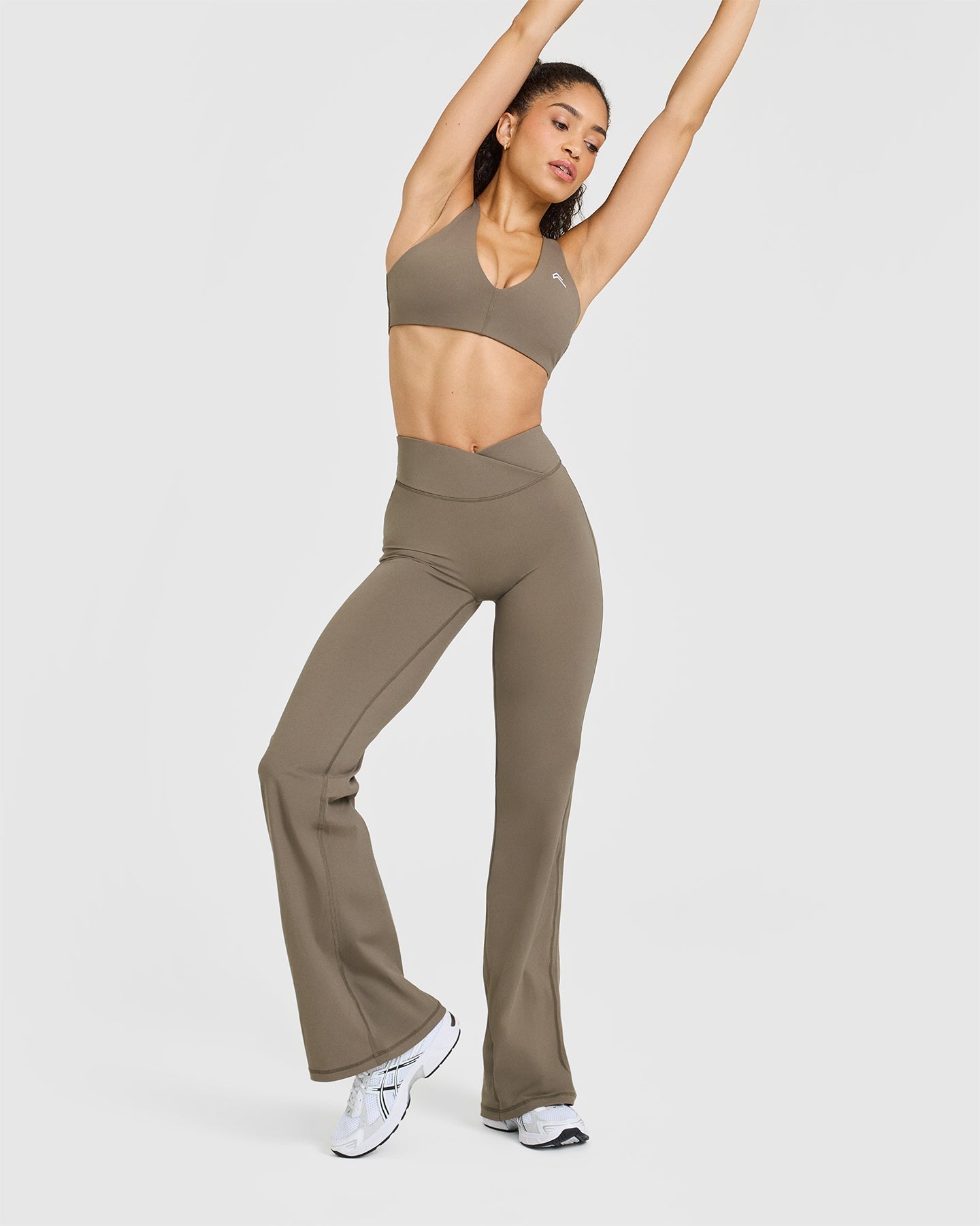 Unified Wrap Flared Bottoms | Moss Brown | Women's High Waist Wide Leg Pants for Casual & Office Wear