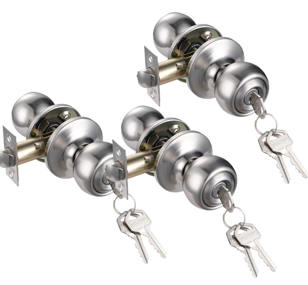 3 Pack Keyed Entry Front Door Knob Lock Handle - Secure & Durable for Home, Office & Apartment Use