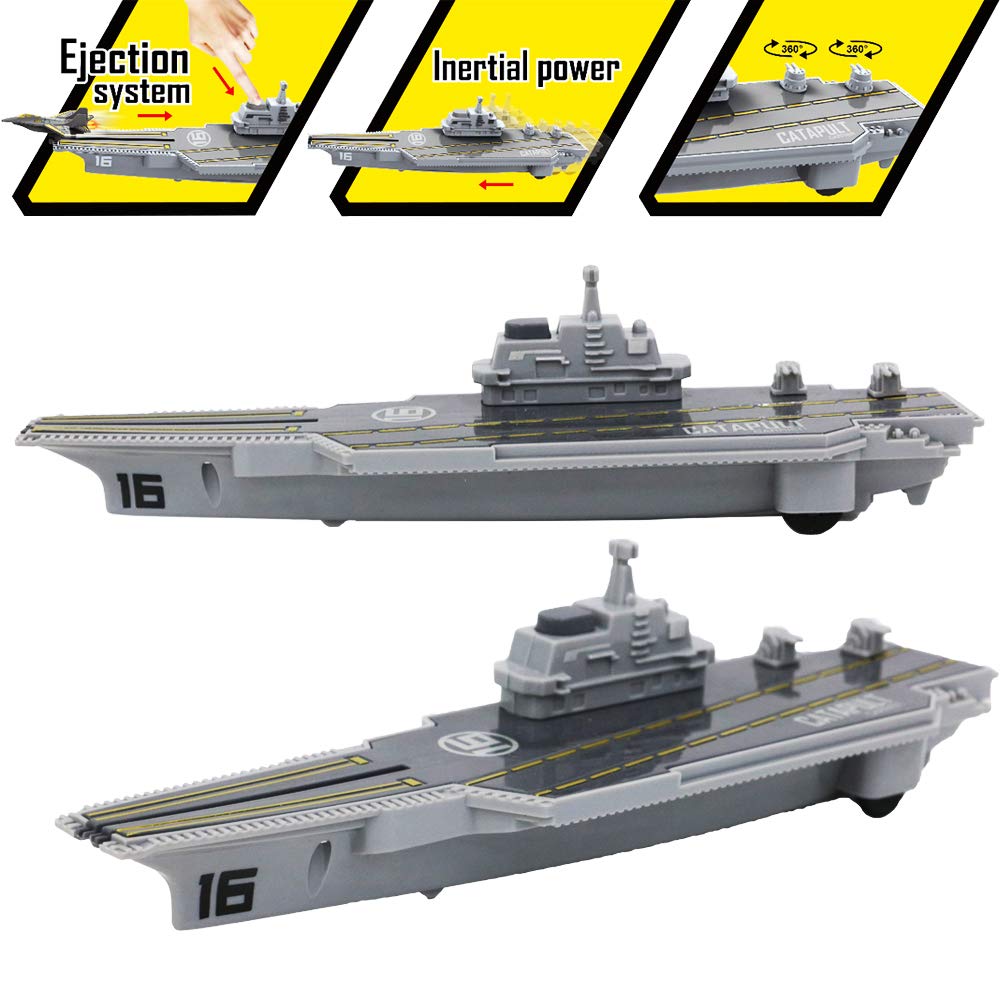 deAO Aircraft Carrier Toy Set with Mini Planes, Supply Ship & Battleship - Military Naval Play Set for Boys & Girls - Perfect for Kids' Battleship Games & Imaginative Play
