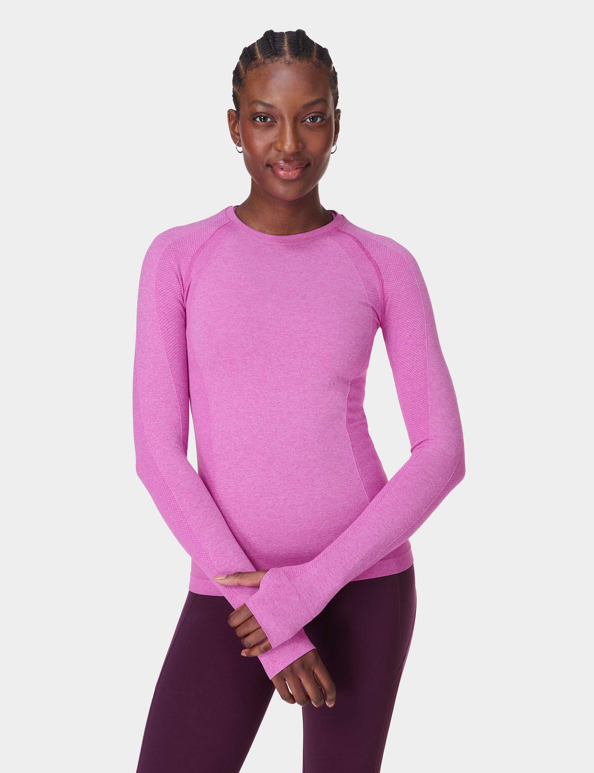 Athletic Seamless Long Sleeve Workout Top for Women - Allium Pink/Nerine Pink Marl - Perfect for Gym, Yoga & Running