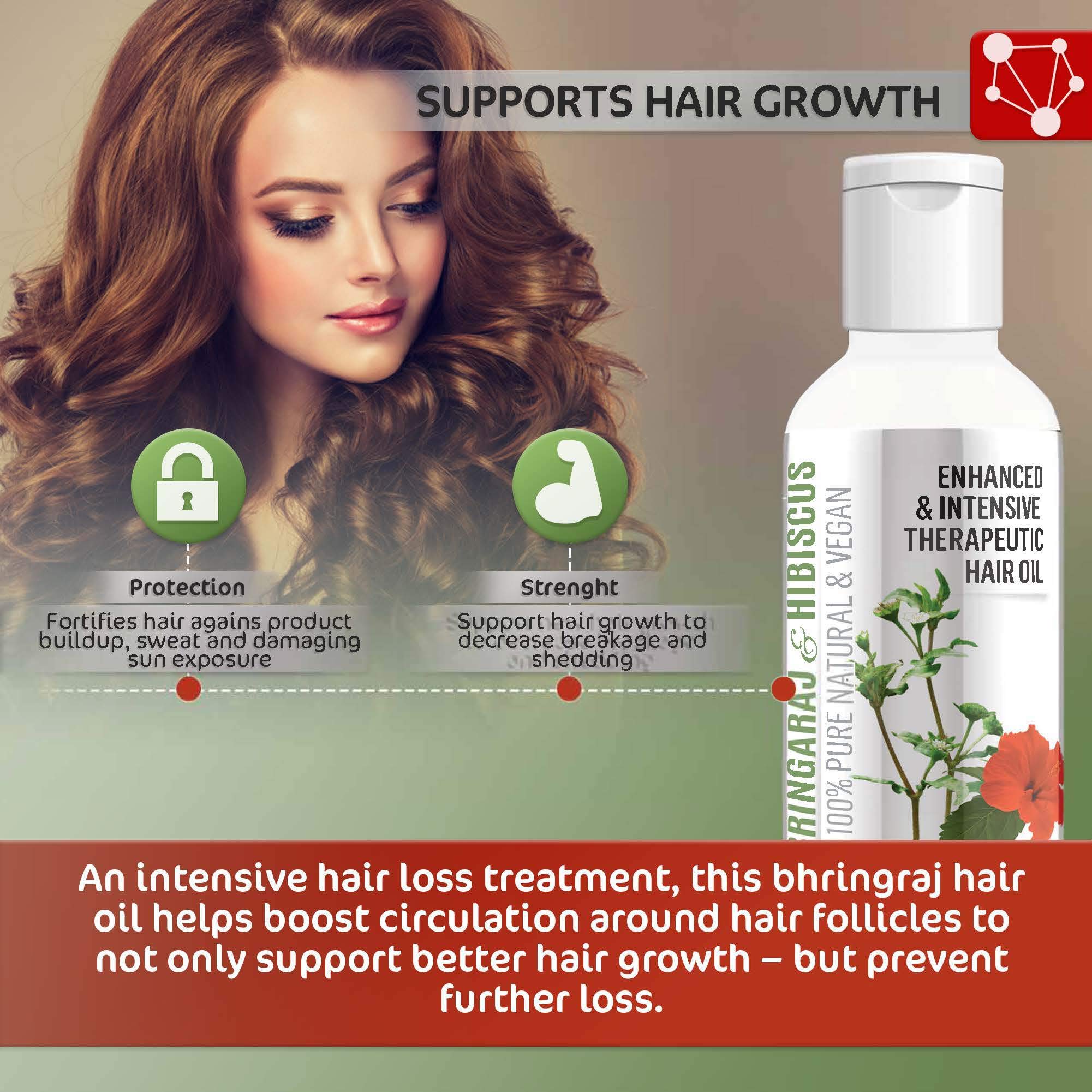 Vriddhi Intensive Bhringraj, Brahmi, Hibiscus Hair Oil - 100ml Ayurvedic Hair Growth Treatment for Thicker, Longer Hair & Dandruff Control | Natural Remedy for Hair Loss, Dry Scalp & Split Ends | Perfect for Daily Hair Care & Scalp Massage