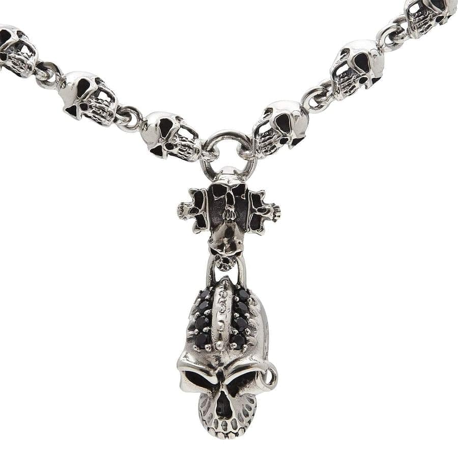 Punk Skull Sterling Silver Biker Necklace for Men & Women - Gothic Jewelry for Motorcycle Riders, Rock Music Fans & Edgy Fashion - Perfect for Concerts, Parties & Everyday Bold Style