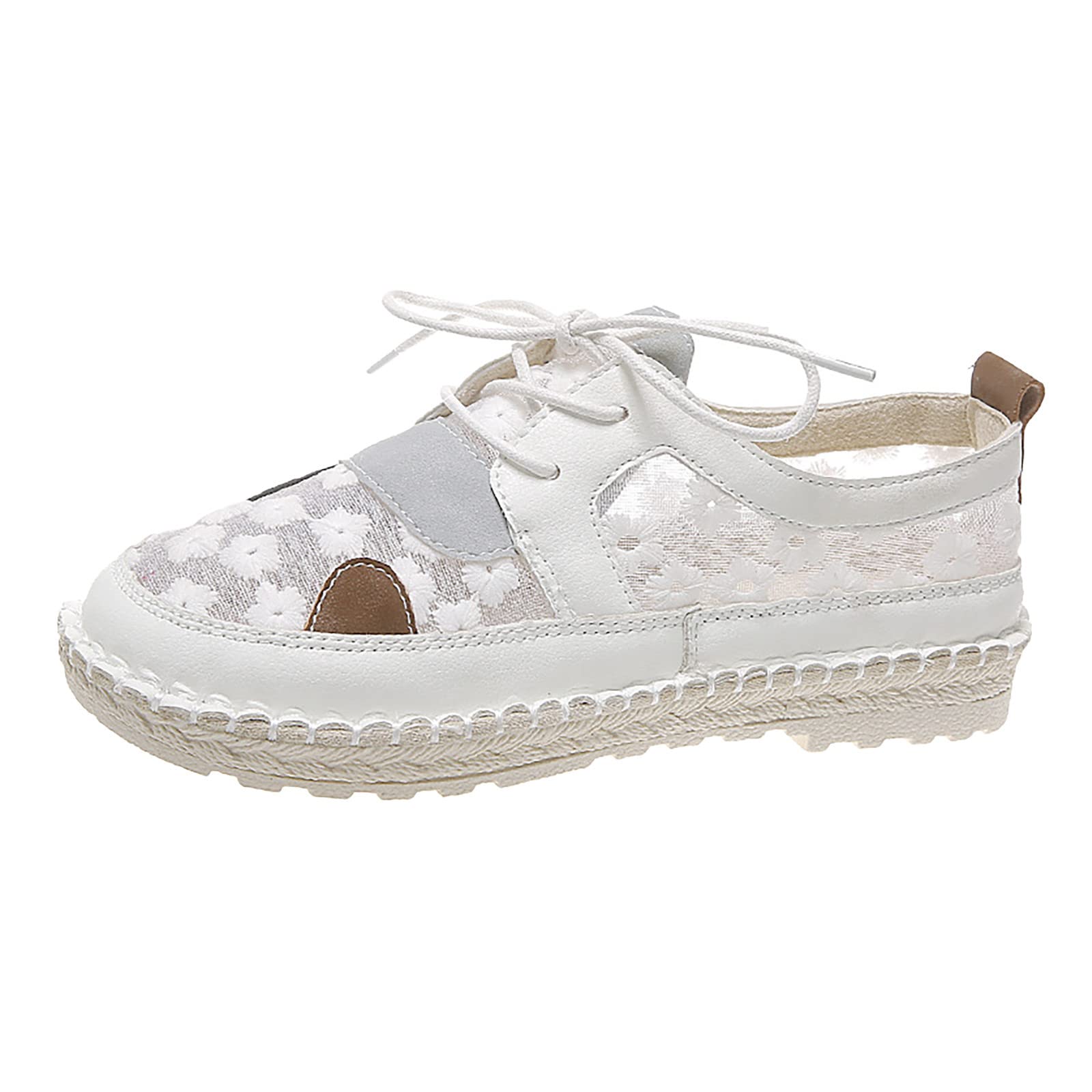 **Women's Floral Lace-Up Casual Sneakers - Breathable Mesh Slip-On Shoes with Soft Sole & Non-Slip Design | Perfect for Walking, Work, and Everyday Comfort**