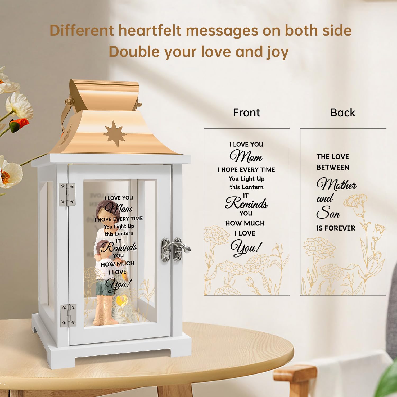 Mother's Day Gift Lantern - Unique Son to Mom Present for Birthday & Thanksgiving