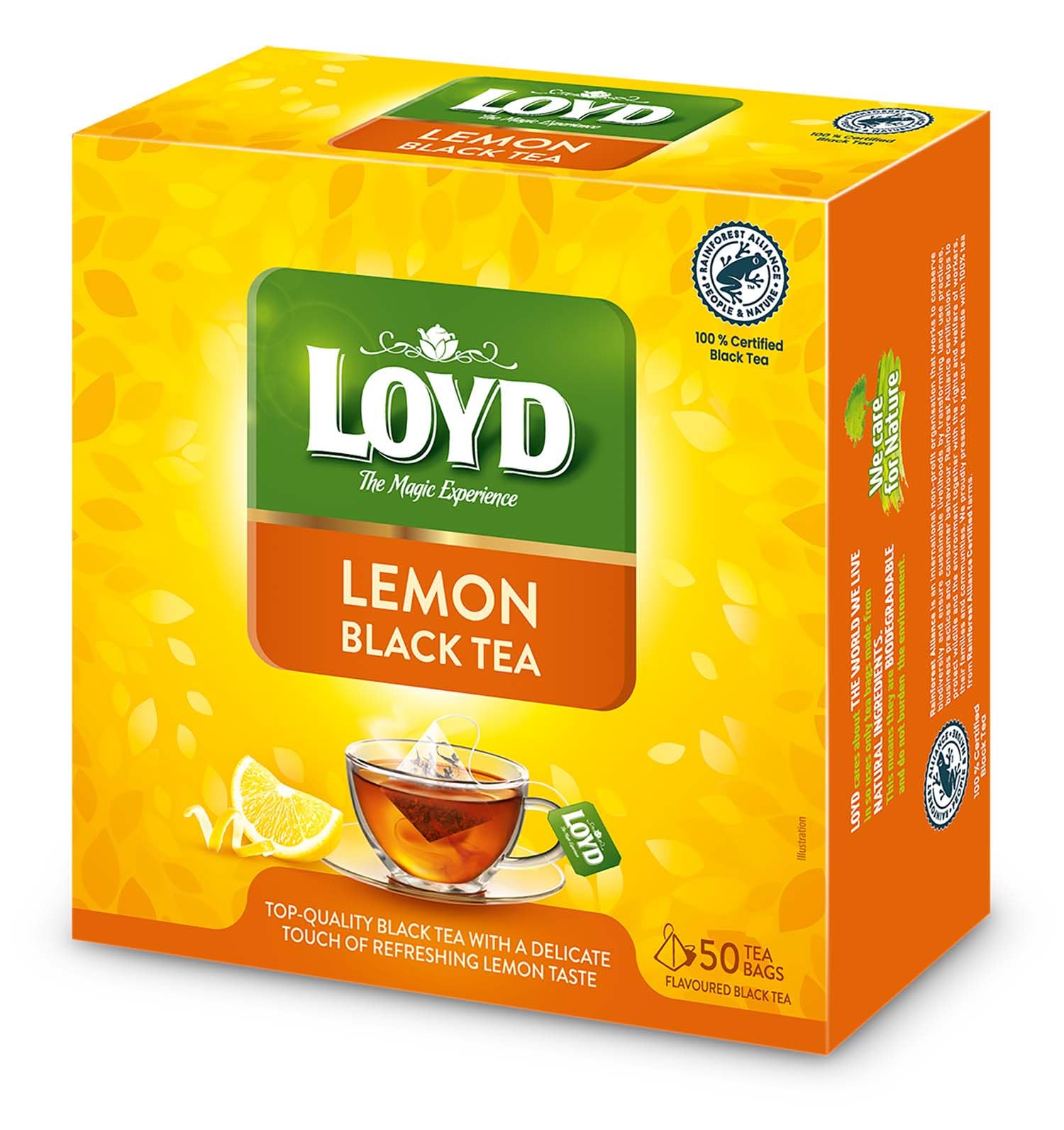 Loyd Lemon Tea - 50 Premium Tea Bags for Refreshing Iced Tea & Relaxation | Natural Citrus Flavor | Perfect for Morning Boost or Afternoon Break