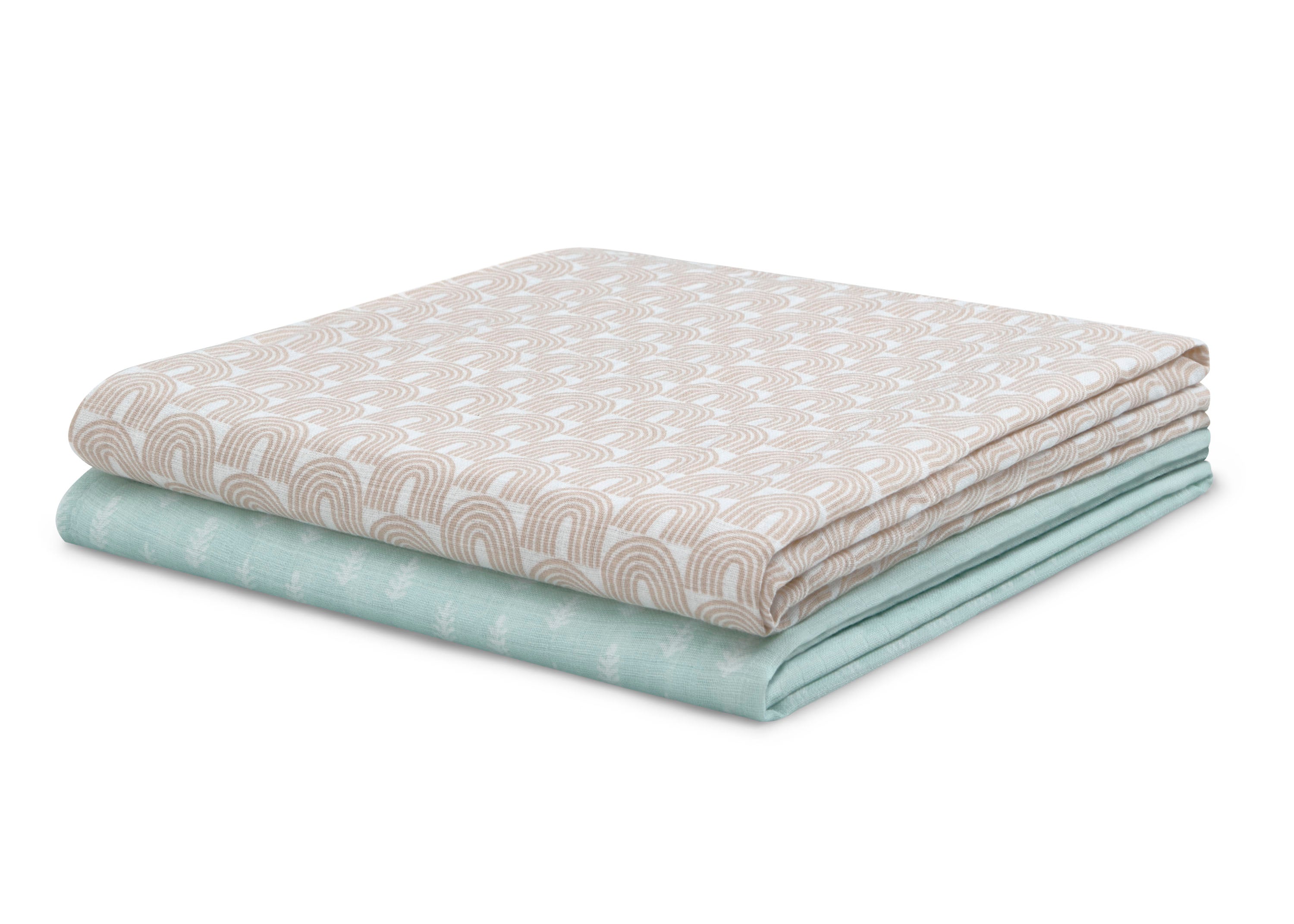 100% Cotton Muslin Baby Receiving Blankets - Soft & Breathable Swaddle Blankets for Newborns - 2 Pack Set - Perfect for Swaddling, Nursing & Stroller Use