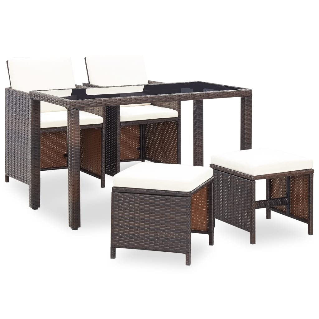 2-Piece Poly Rattan Armchair Set with Cushions & 1 Glass-Top Coffee Table - Outdoor Patio Furniture for Garden, Poolside & Backyard Relaxation