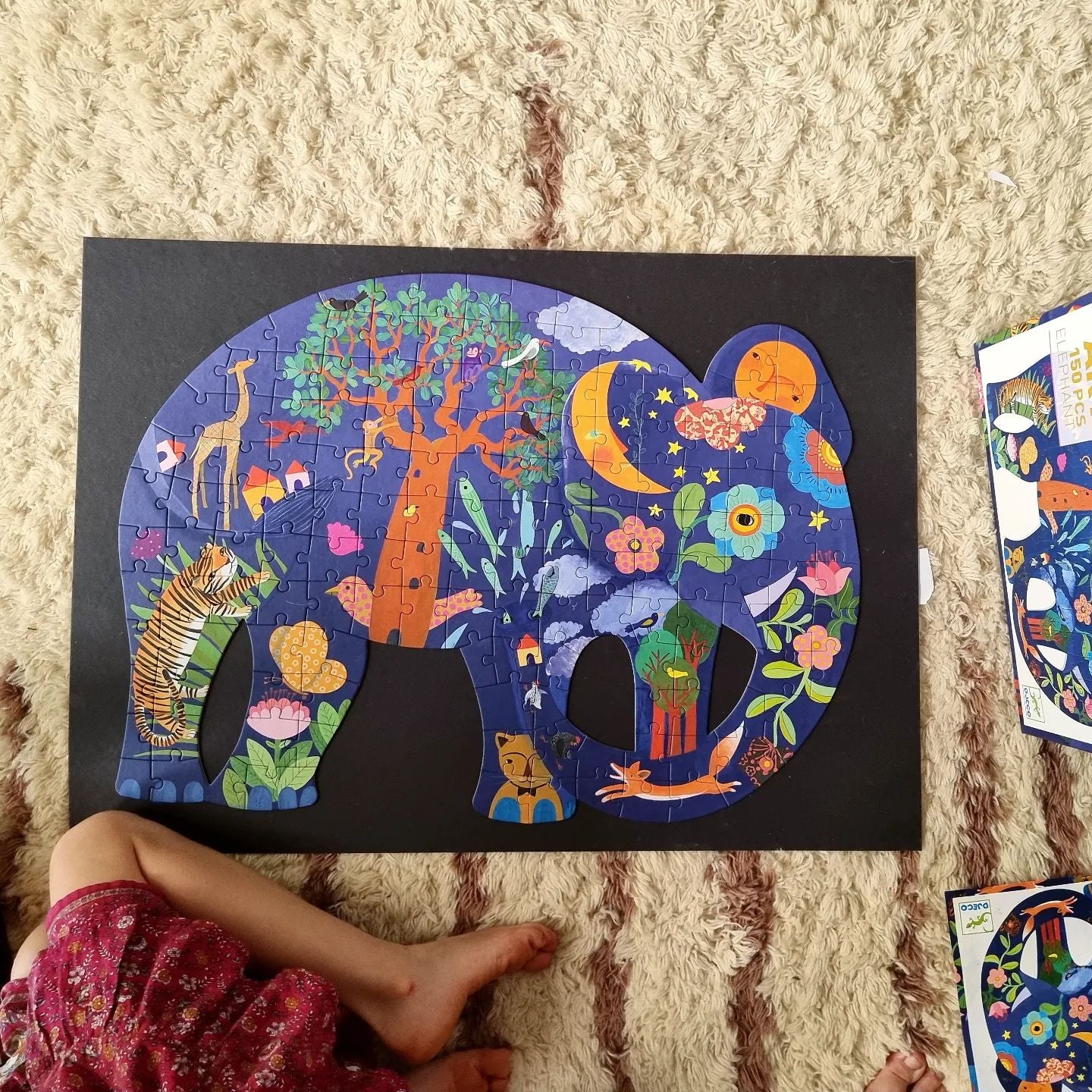 150-Piece Elephant Art Puzzle for Kids by Djeco | Creative Animal Puzzle Game for Children's Learning & Playtime