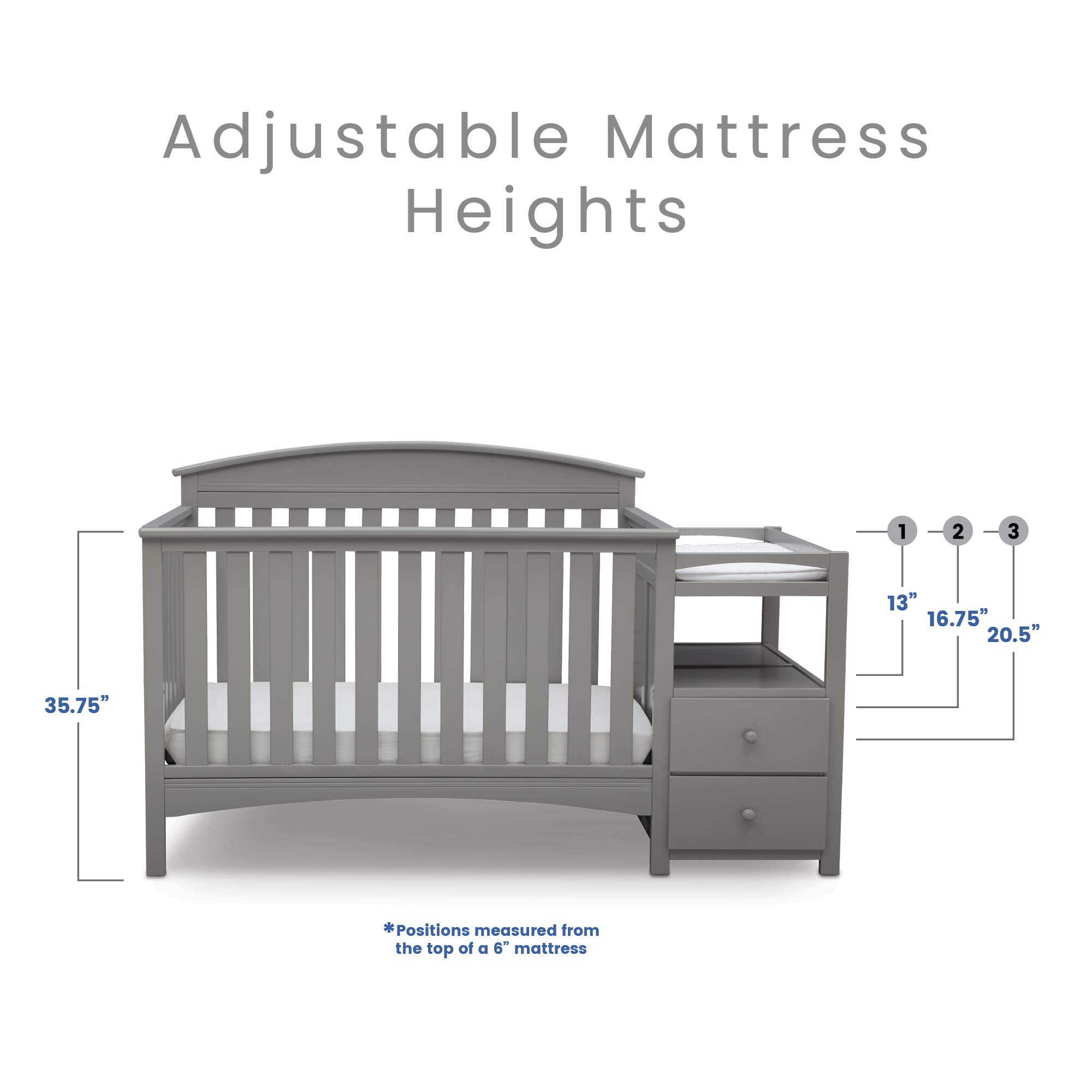 Delta Children Abby Convertible Crib 'N' Changer with Serta Perfect Slumber Mattress - Grey Nursery Set for Baby & Toddler | 4-in-1 Convertible Crib, Changing Table & Toddler Bed | Eco-Friendly Dual-Sided Mattress | Perfect for Nursery Decor & Baby Shower Gifts