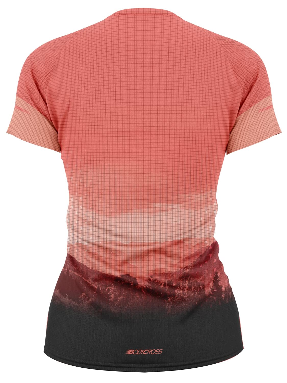 BODYCROSS Women's Running T-Shirt - Cleore Coral - Lightweight Waffle Polyester Fabric for Running, Training & Trail - Sublimation Print - Perfect for Gym, Jogging & Outdoor Sports
