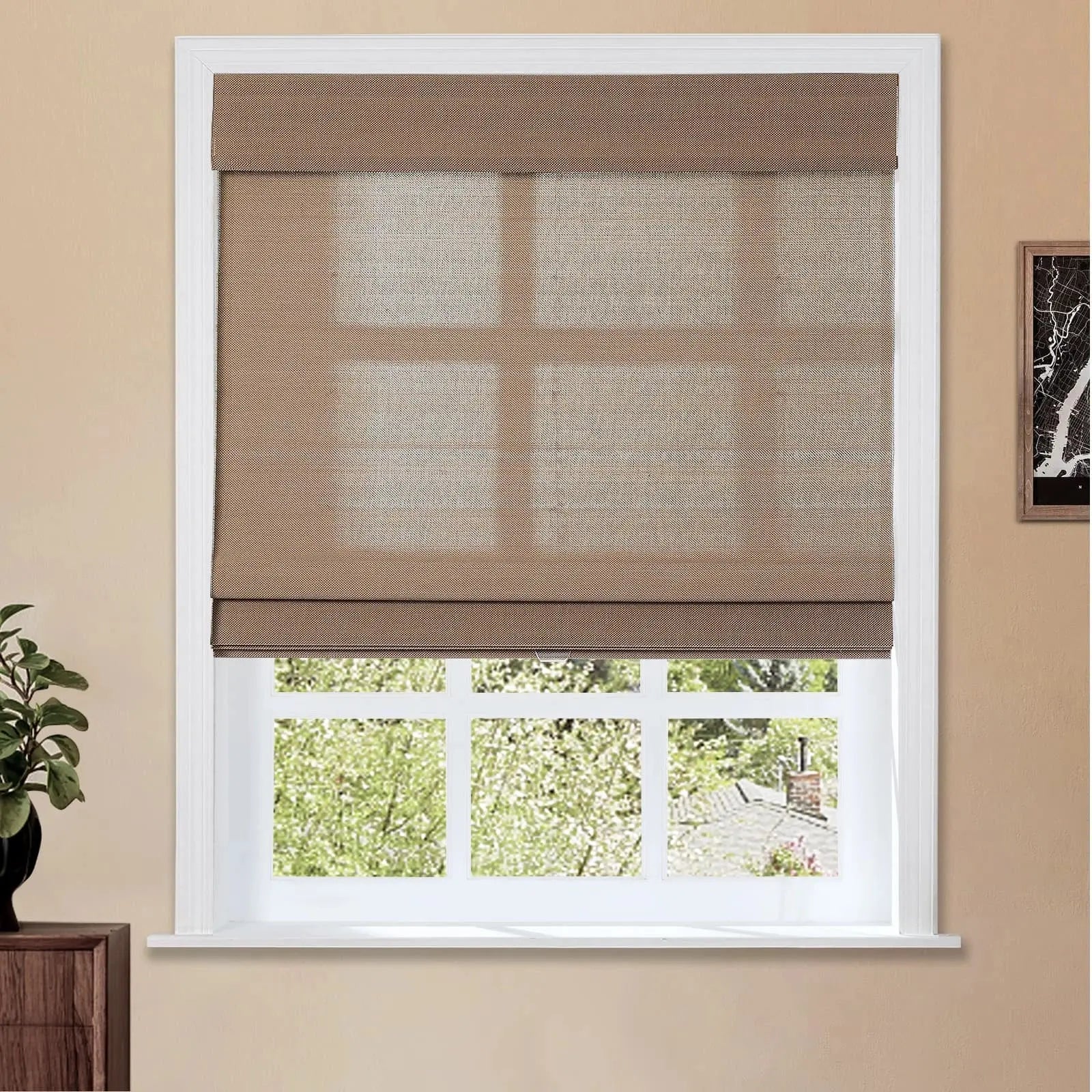 Natural Woven Bamboo Window Shade - Handmade Teak Wood Blinds for Privacy & Sun Protection - Perfect for Living Room, Bedroom, and Patio Decor