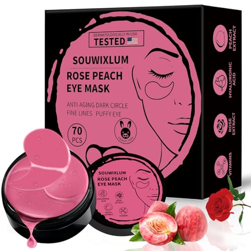 70PCS Rose Under Eye Patches for Dark Circles & Puffiness - Anti-Wrinkle Eye Gel Pads for Puffy Eyes Treatment - Skincare Eye Mask for Women & Men - Perfect for Morning Routine & Travel Skincare