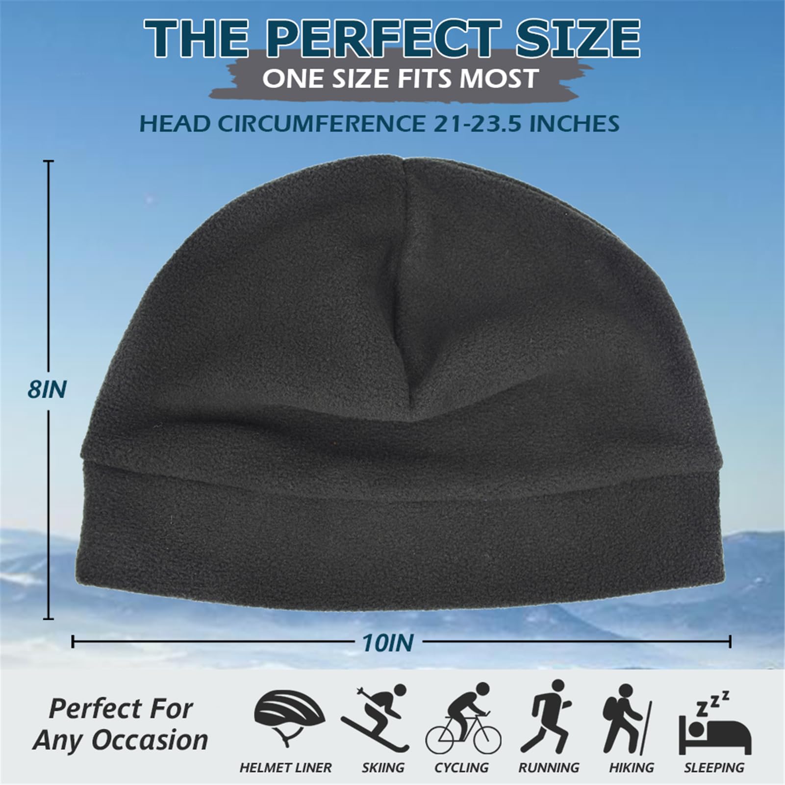 Headshion Skull Cap Helmet Liner for Men & Women - 2-4 Pack Lightweight Beanie, Chemo Headwear (Cotton/Polyester) - Perfect for Sleeping, Cold Weather & Cancer Treatment Comfort