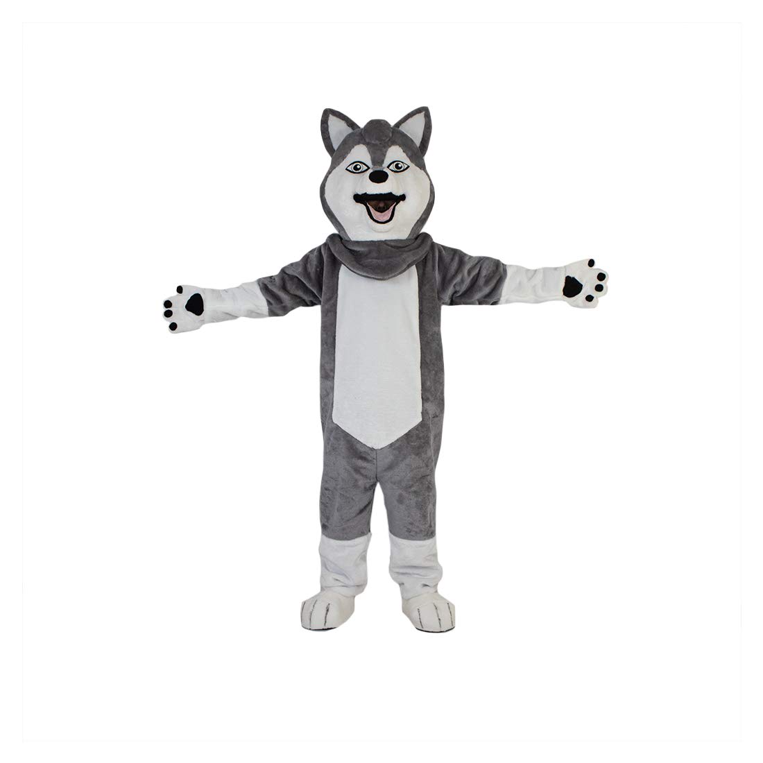 Grey Husky Wolf Cartoon Mascot Plush Toy for Adult Cosplay - Perfect for Halloween, Christmas & Holiday Gifts | Soft & Cuddly Stuffed Animal for Parties, Photo Props & Collectibles