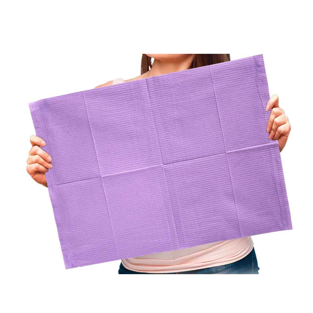 Adenna Disposable Dental Bibs - 100 Pack, Violet - Soft & Absorbent for Dentist Visits, Oral Exams & Teeth Cleaning Procedures