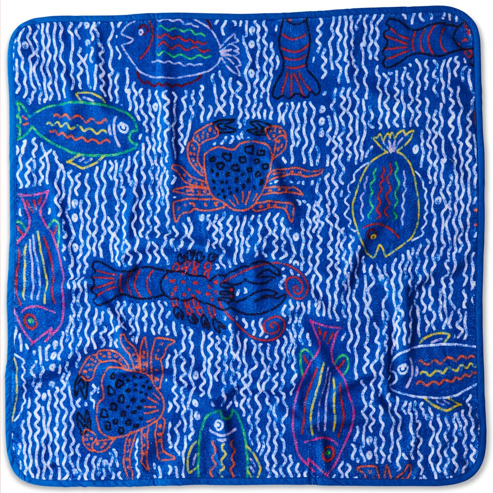 Soft & Absorbent Deep Blue Printed Terry Baby Towel - Gentle on Skin, Perfect for Bath Time & Nursery Comfort