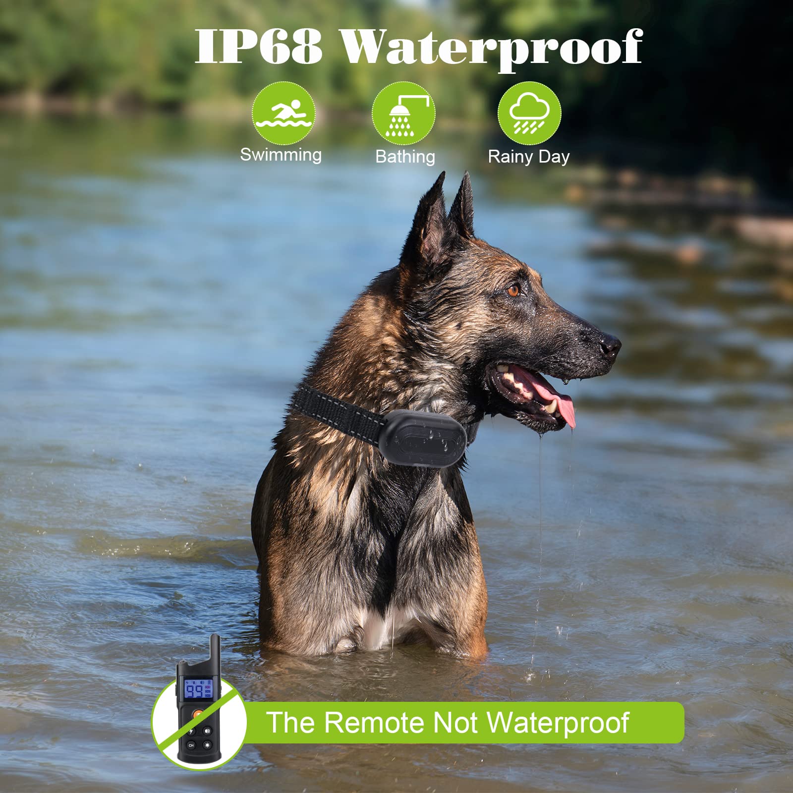 USCAMEL Rechargeable Waterproof Dog Shock Collar with Remote - 3 Training Modes (Shock, Vibration, Beep) & Night LED Lights for Small Medium Large Dogs | Secure Lock | Perfect for Outdoor Training, Hunting & Behavior Correction