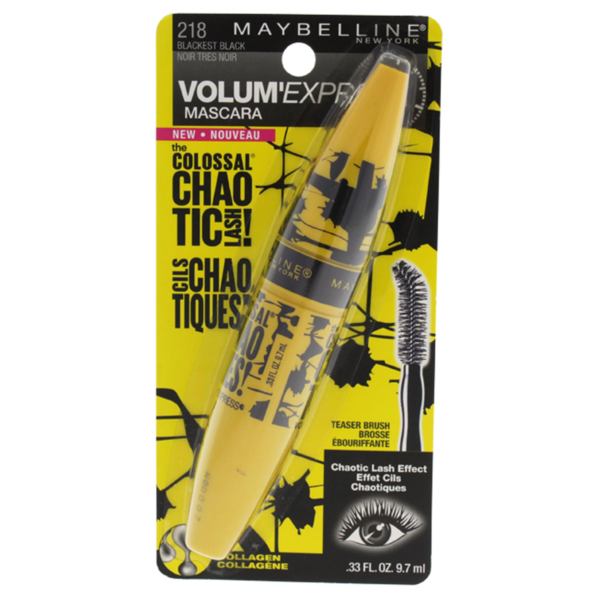 Maybelline New York Volum'Express The Colossal Chaotic Lash Mascara - 0.33 Fl Oz - Dramatic Volume & Length - Waterproof Smudge-Proof - Perfect for Day & Night Makeup Looks