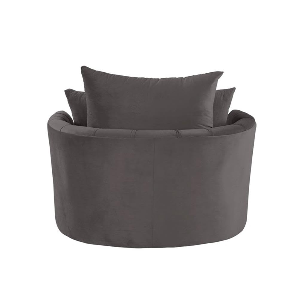 BOWERY HILL Modern Swivel Accent Chair - Gray Velvet Upholstery for Living Room, Bedroom & Office Decor