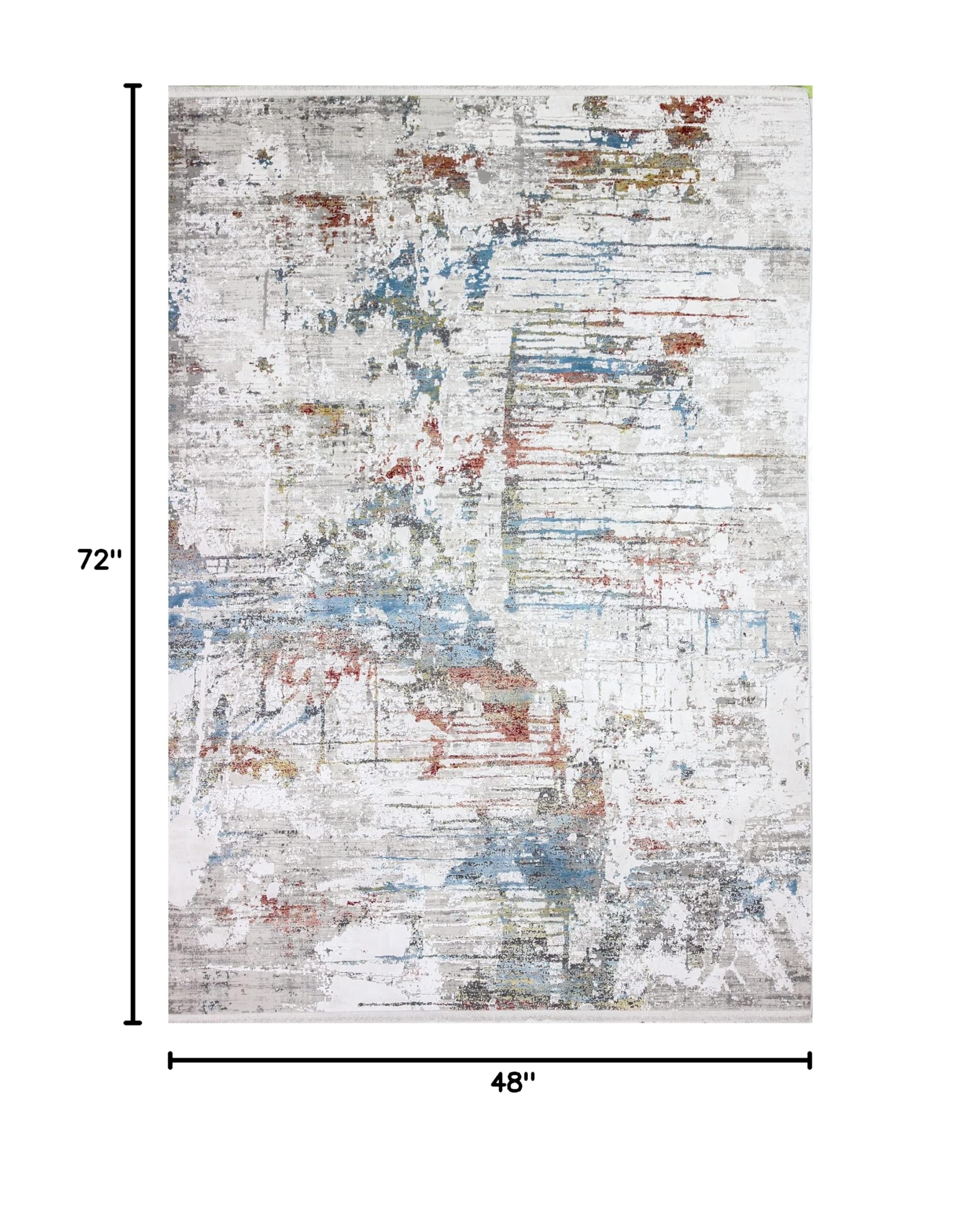 Bashian Collection Luxury Power Loom Area Rug - Soft Viscose & Durable Polyester Blend - 4' x 6' Ivory/Rust Runner Rug for Entryway, Living Room, Bedroom - Perfect for Home Decor & High Traffic Areas