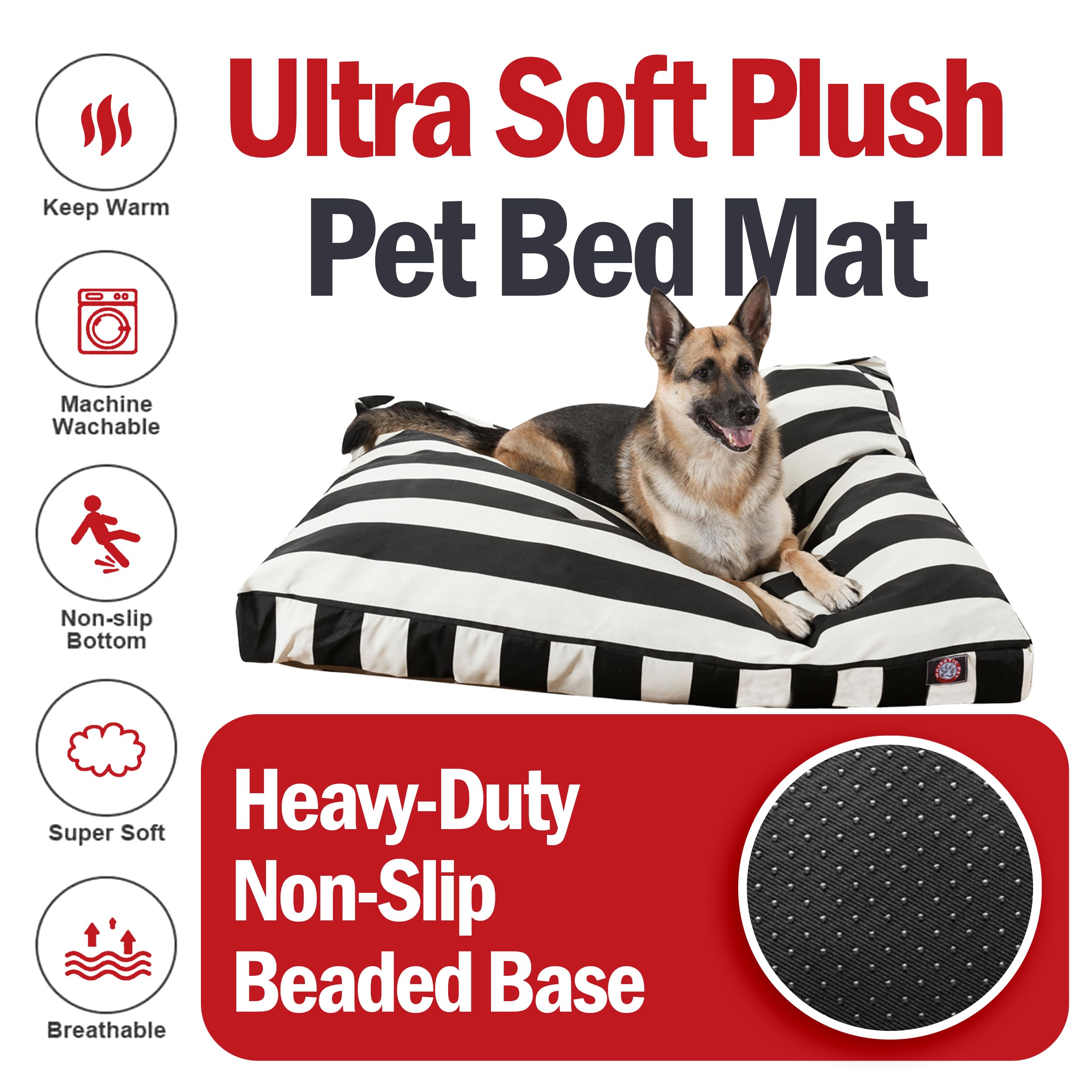 Majestic Pet Large Rectangle Washable Dog Bed – Non-Slip Comfortable Crate & Kennel Bed with Removable Cover – Extra Large 50x42x5 Inch Pet Bed for Sleeping – Perfect for Large Breed Dogs at Home or Travel – Black